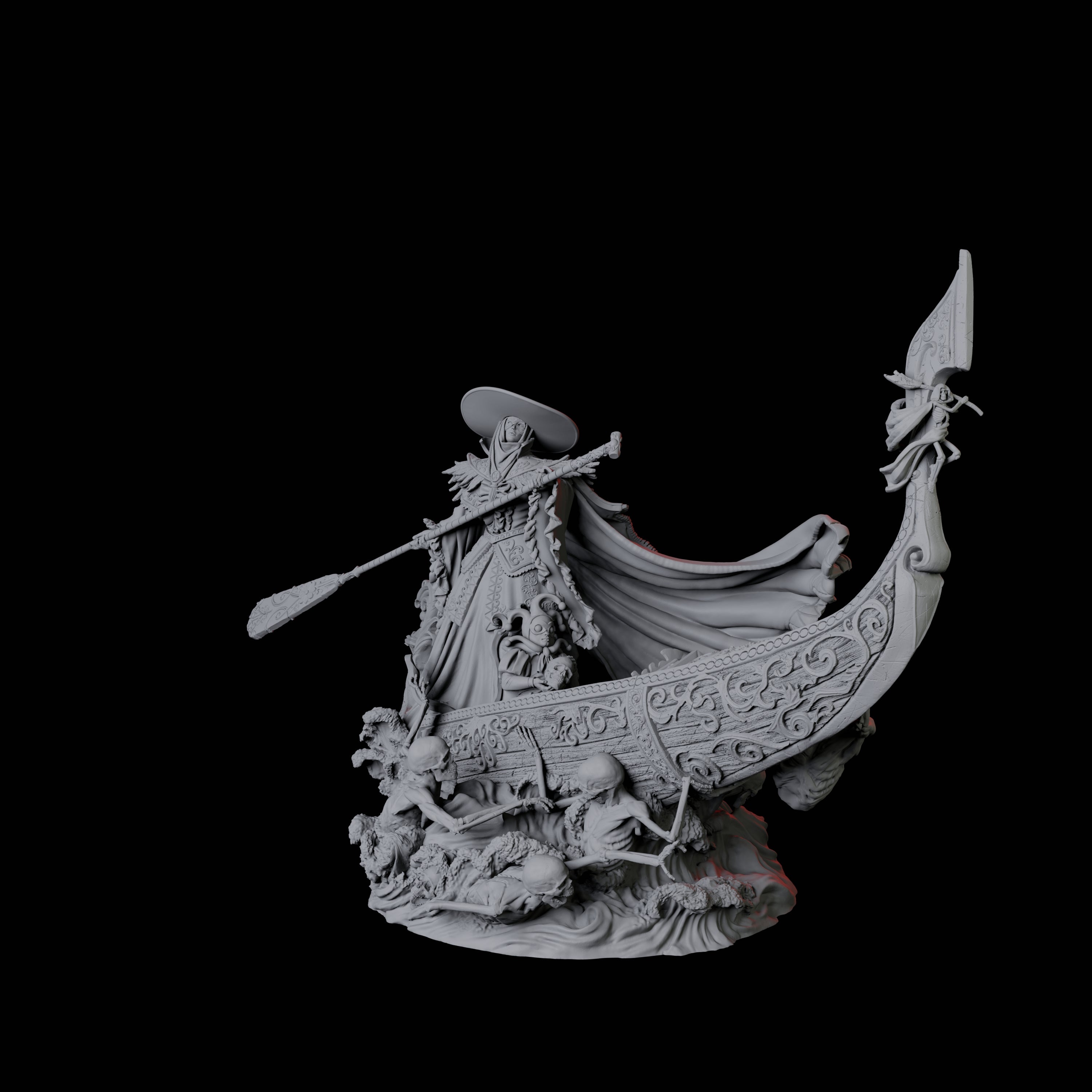 Four Punting Gondoliers of the River Styx Miniature for Dungeons and Dragons, Pathfinder or other TTRPGs