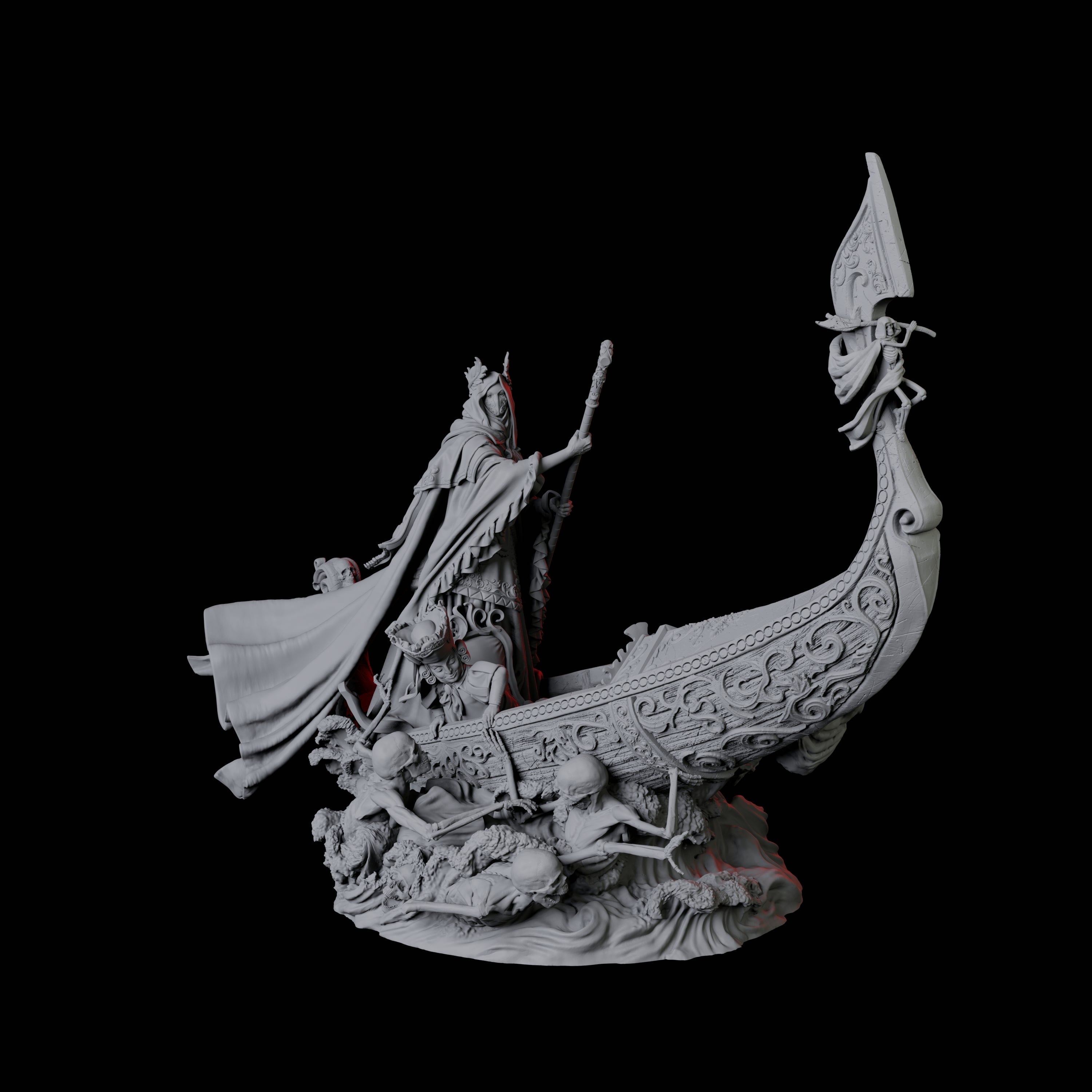 Four Punting Gondoliers of the River Styx Miniature for Dungeons and Dragons, Pathfinder or other TTRPGs