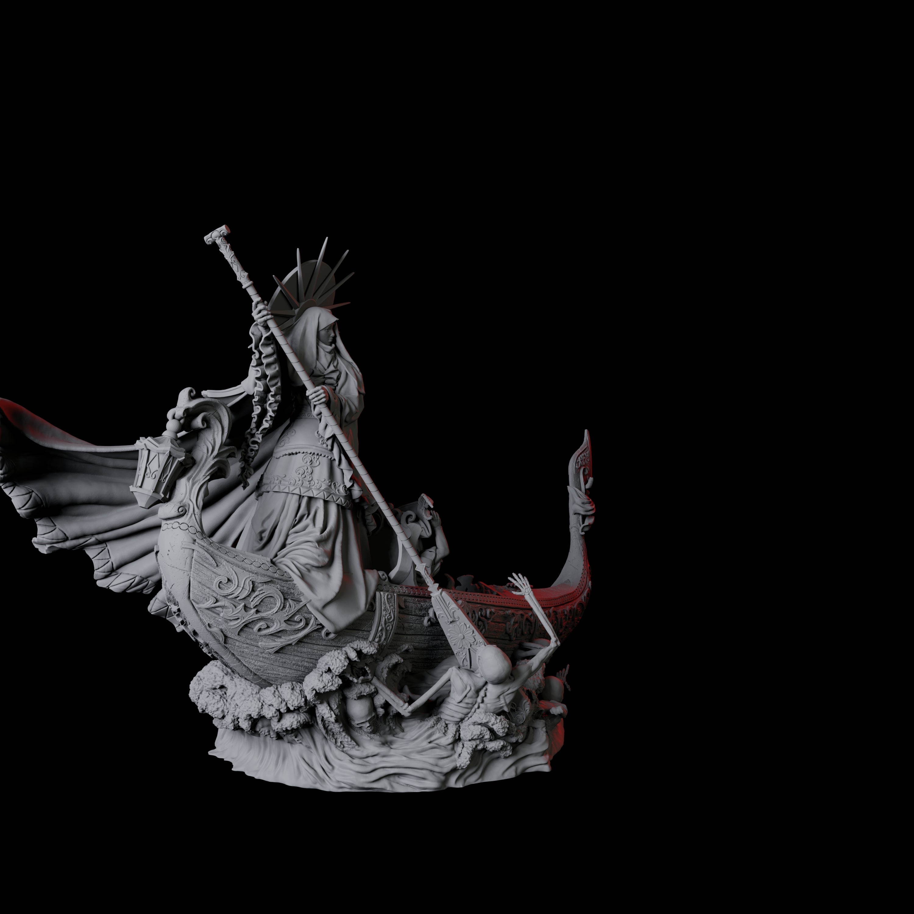 Four Punting Gondoliers of the River Styx Miniature for Dungeons and Dragons, Pathfinder or other TTRPGs