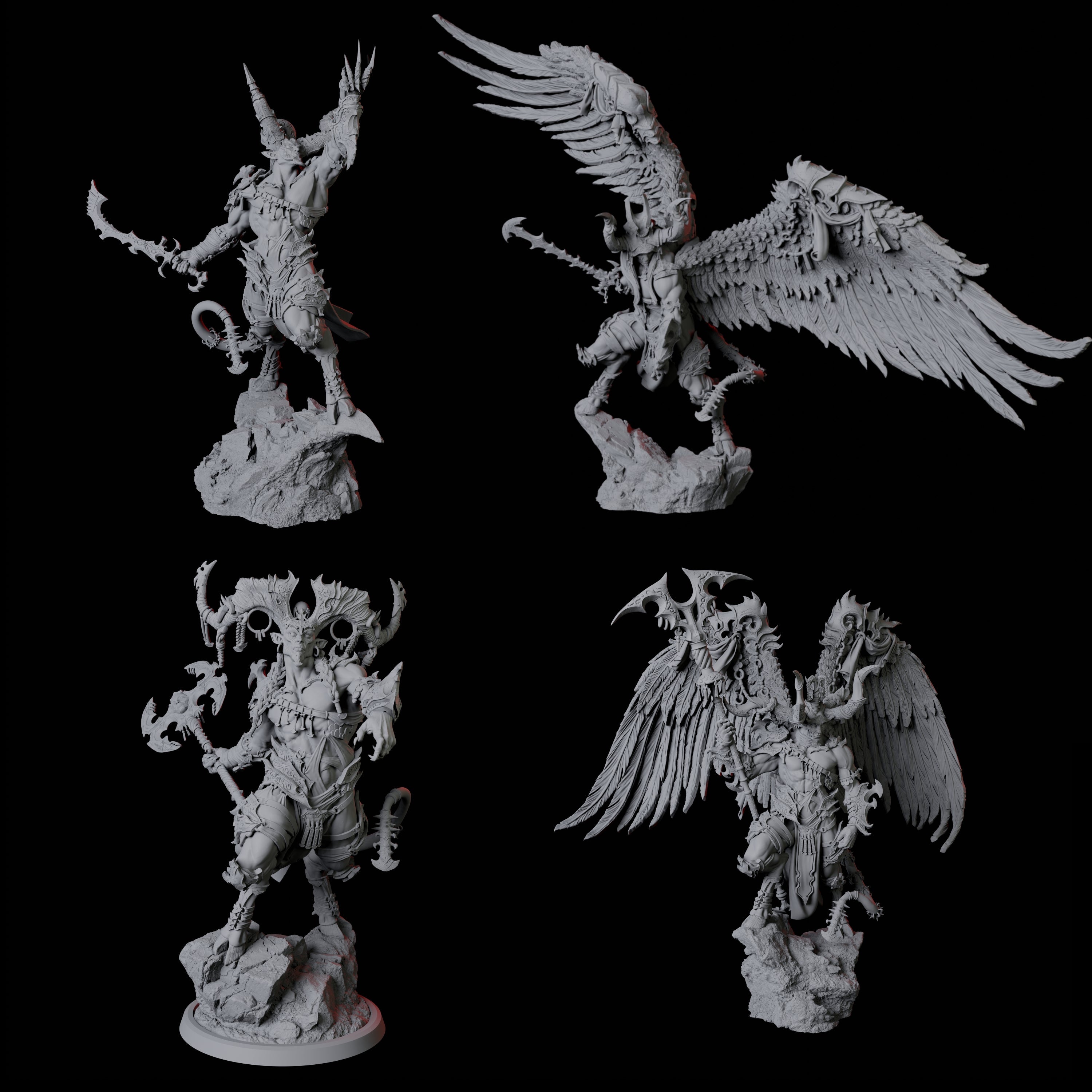 Four Raging Brimoraks Miniature for Dungeons and Dragons, Pathfinder or other TTRPGs