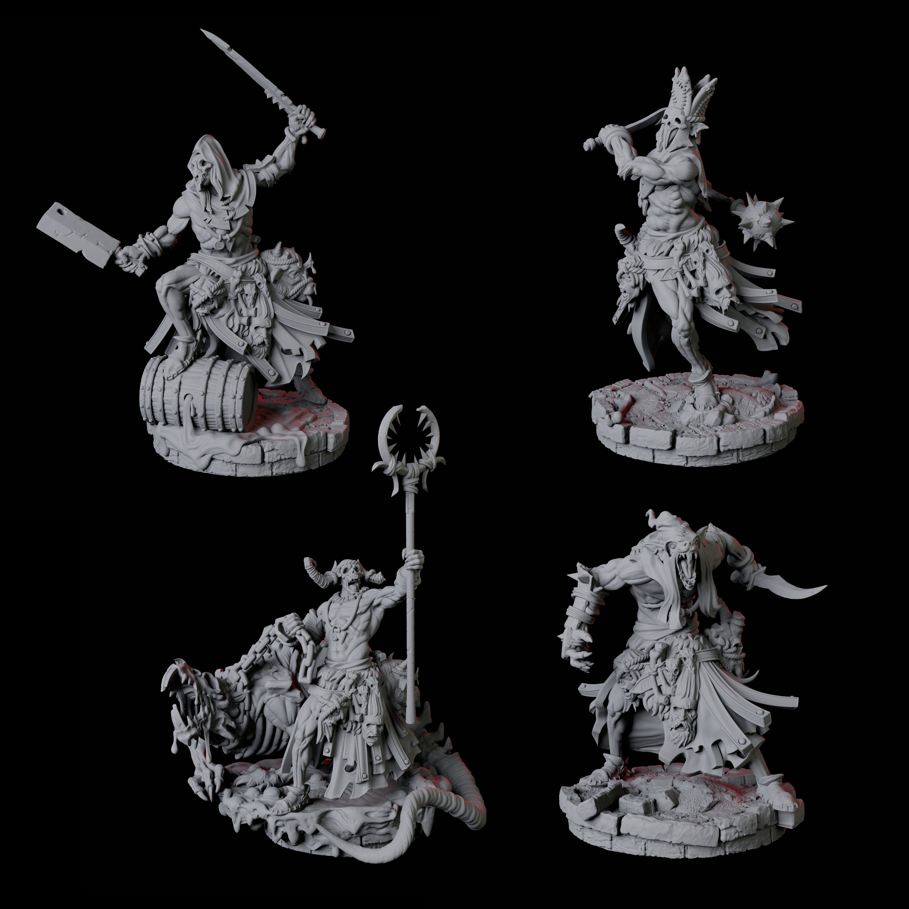 Four Rat Worshipping Zealots Miniature for Dungeons and Dragons, Pathfinder or other TTRPGs