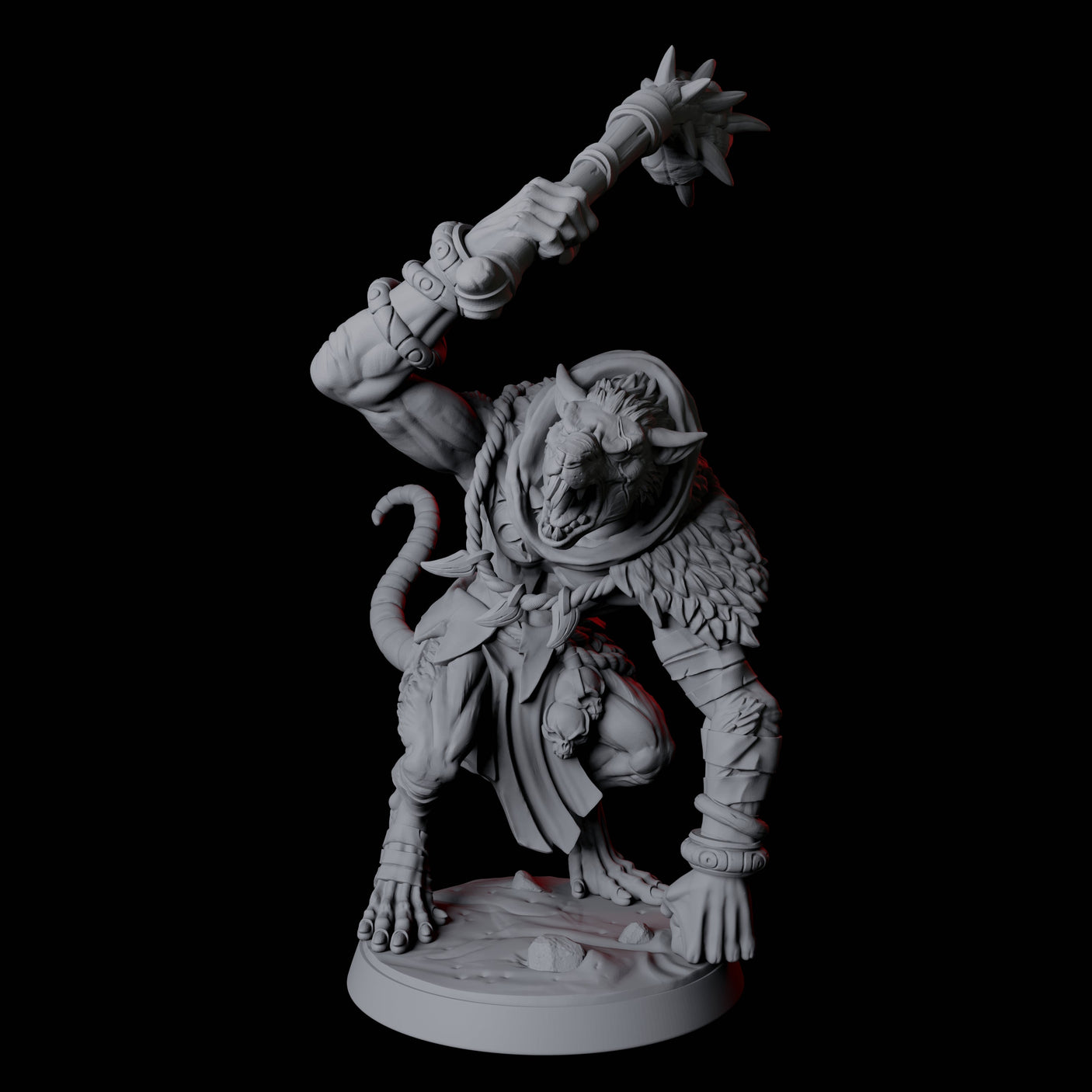 Four Ratfolk Brutes Miniature for Dungeons and Dragons, Pathfinder or other TTRPGs