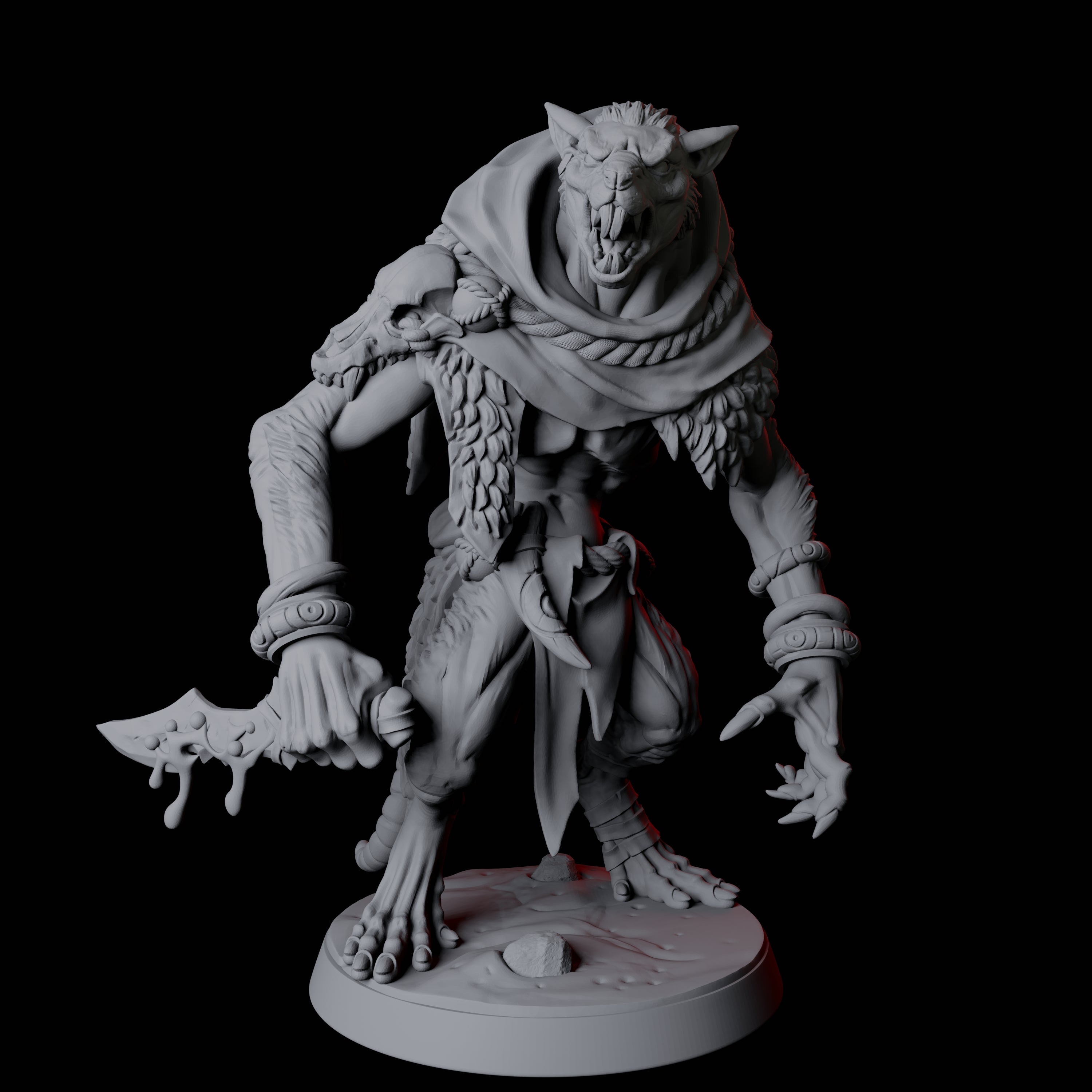 Four Ratfolk Brutes Miniature for Dungeons and Dragons, Pathfinder or other TTRPGs