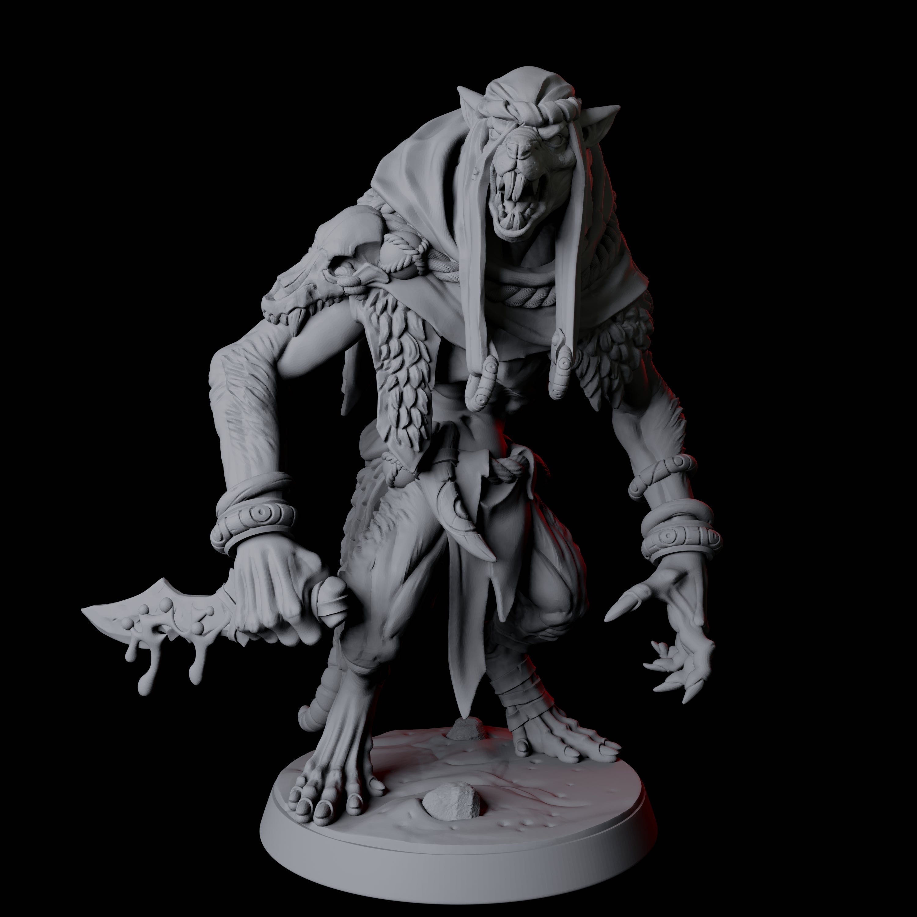 Four Ratfolk Brutes Miniature for Dungeons and Dragons, Pathfinder or other TTRPGs