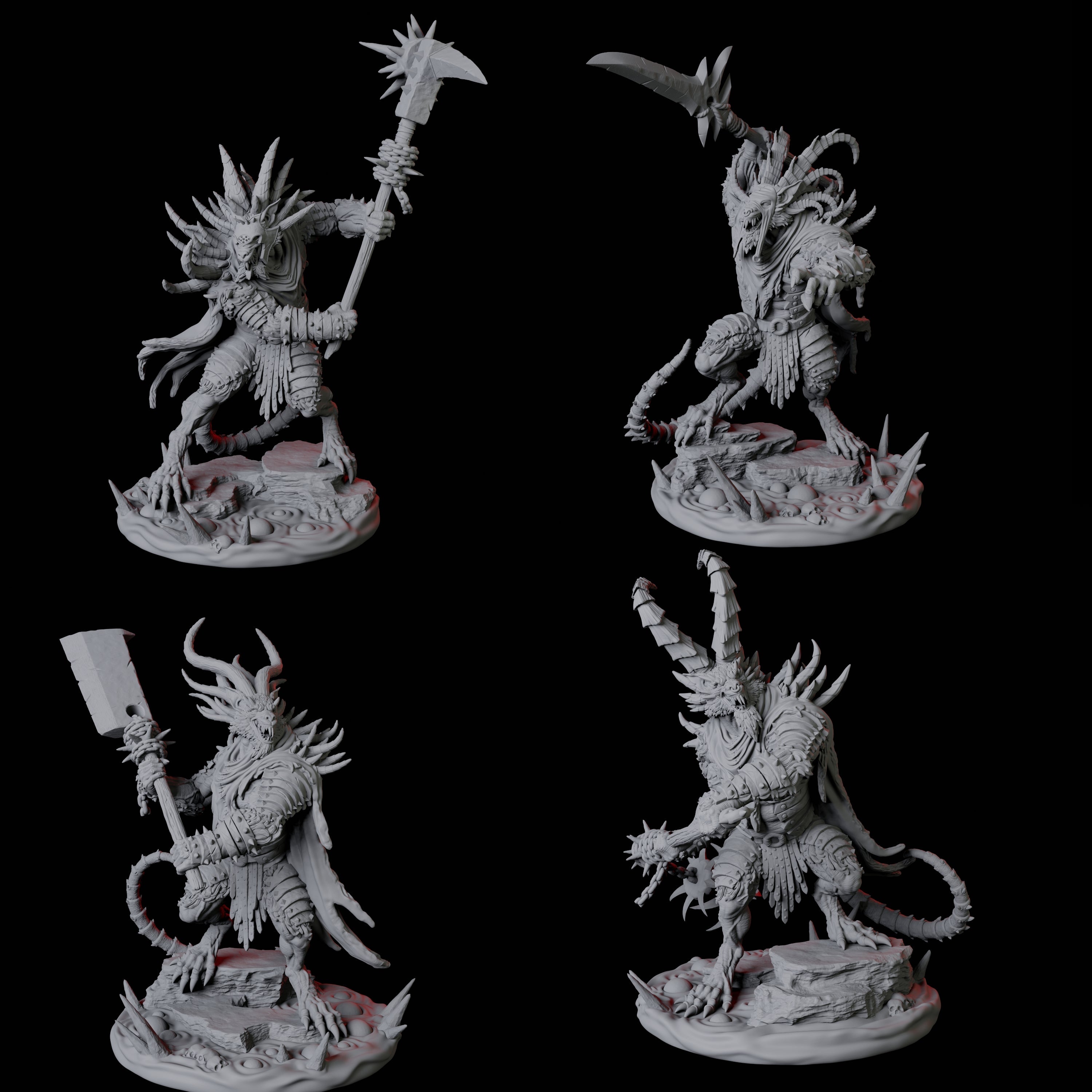 Four Ratfolk Filth Paladins Miniature for Dungeons and Dragons, Pathfinder or other TTRPGs