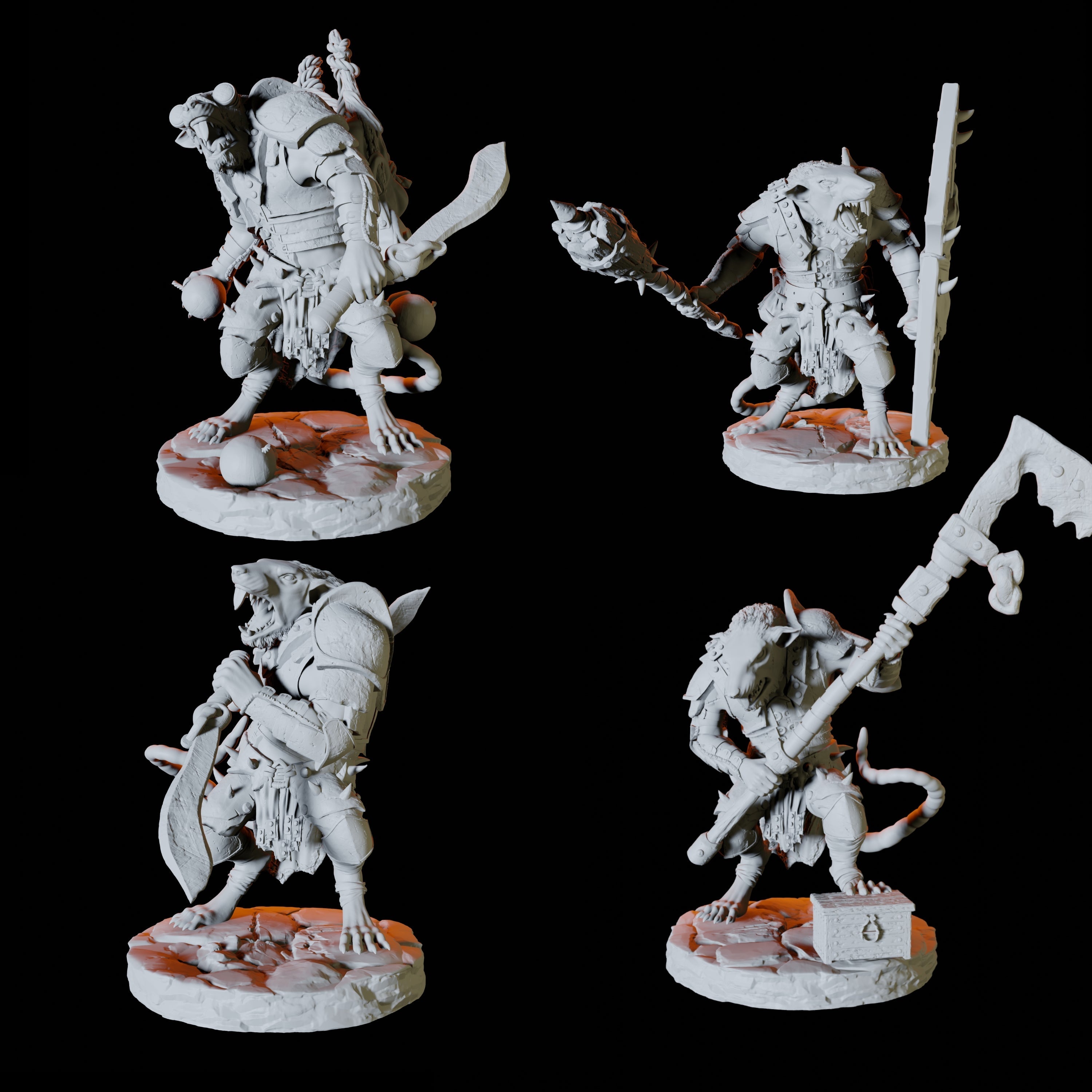 Four Ratfolk Scouts Miniature for Dungeons and Dragons, Pathfinder or other TTRPGs