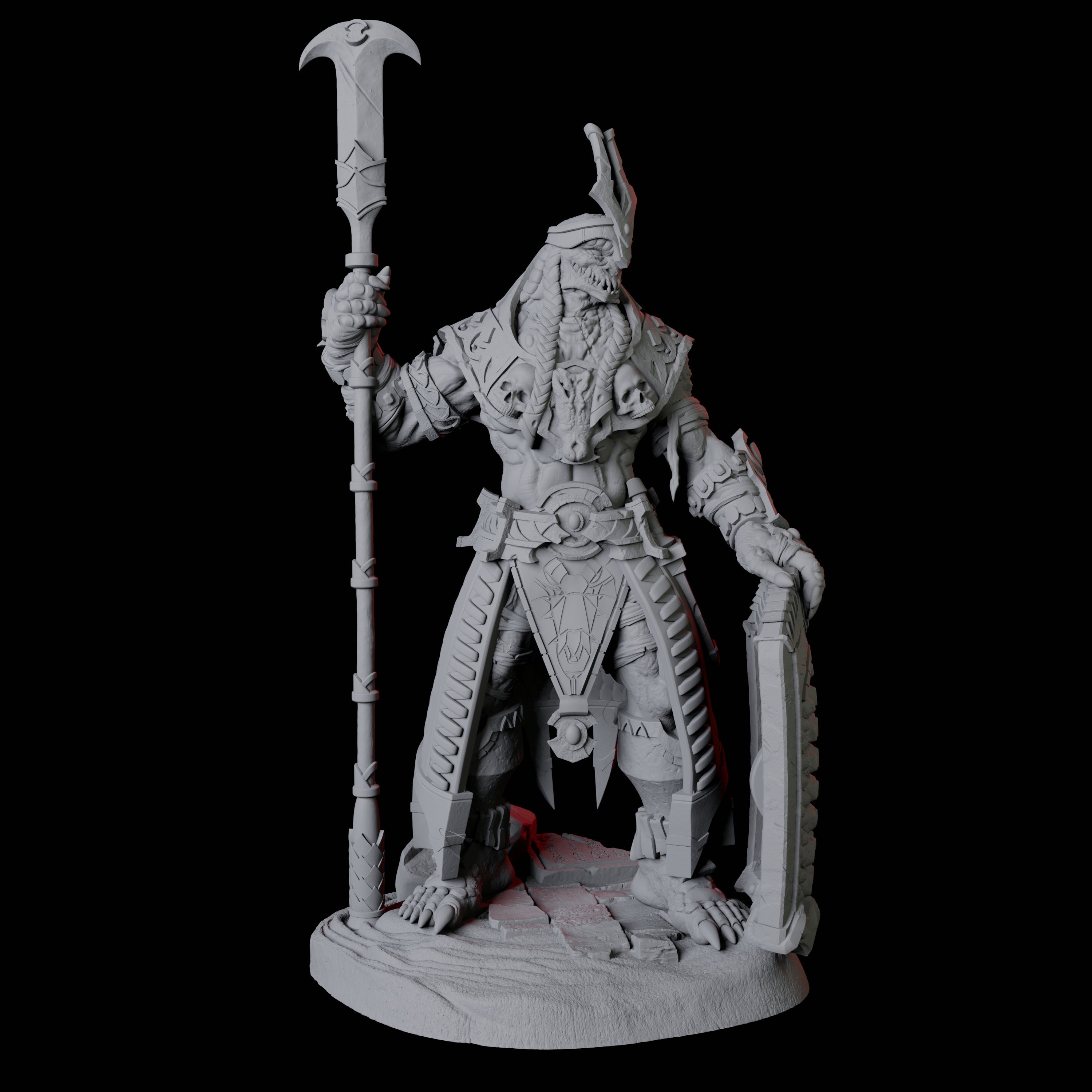 Four Saurian War Priests Miniature for Dungeons and Dragons, Pathfinder or other TTRPGs