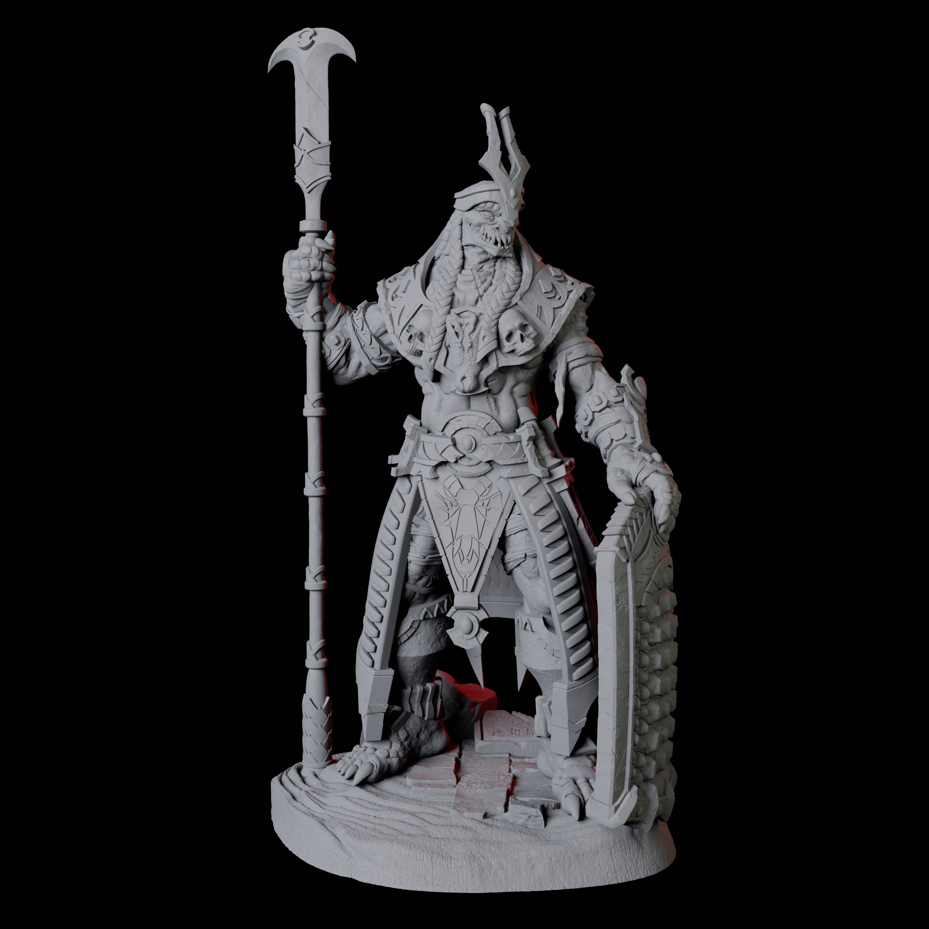 Four Saurian War Priests Miniature for Dungeons and Dragons, Pathfinder or other TTRPGs