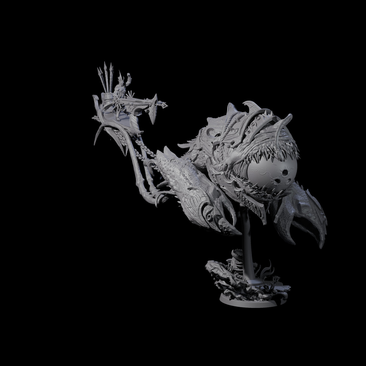 Four Sea Elves Piloting an Abyssal Lanternfish Miniature for Dungeons and Dragons, Pathfinder or other TTRPGs