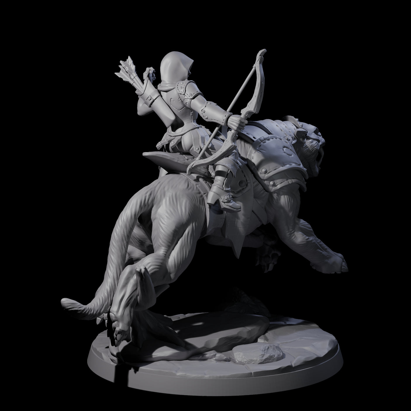 Four Shadowy Assassin Sisters riding Panthers Miniature for Dungeons and Dragons, Pathfinder or other TTRPGs