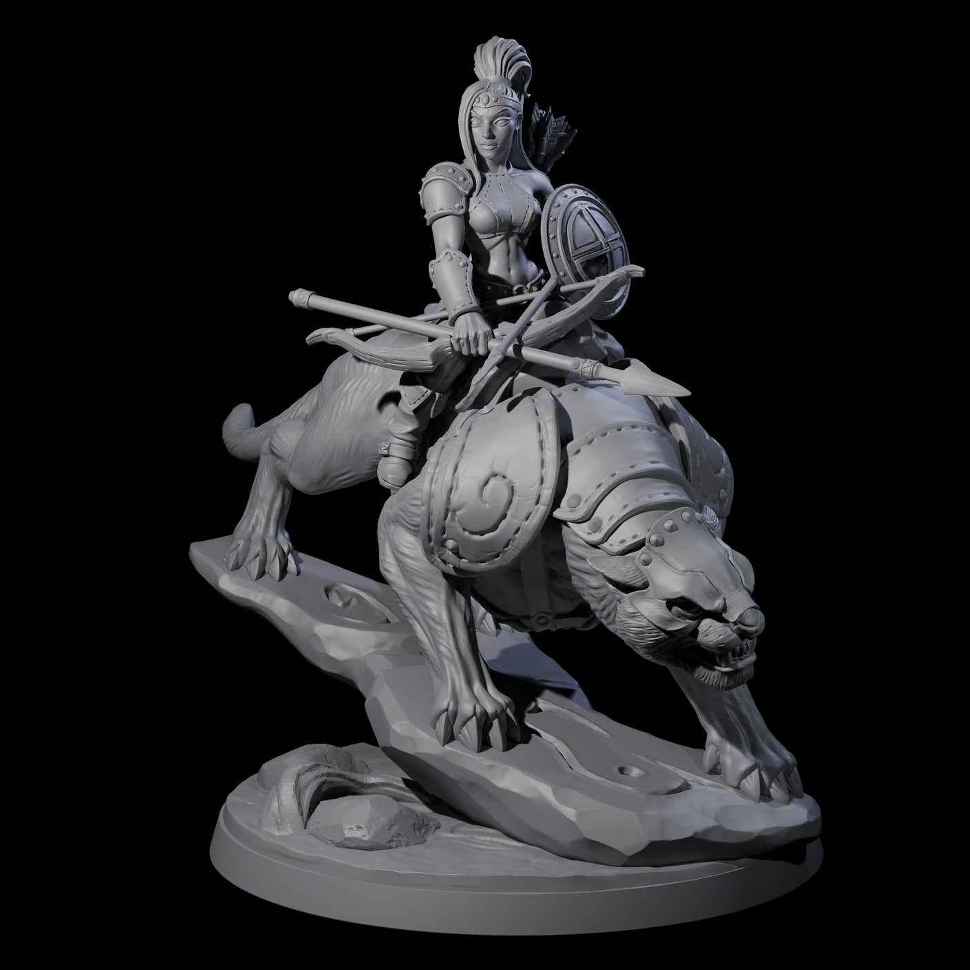 Four Shadowy Assassin Sisters riding Panthers Miniature for Dungeons and Dragons, Pathfinder or other TTRPGs