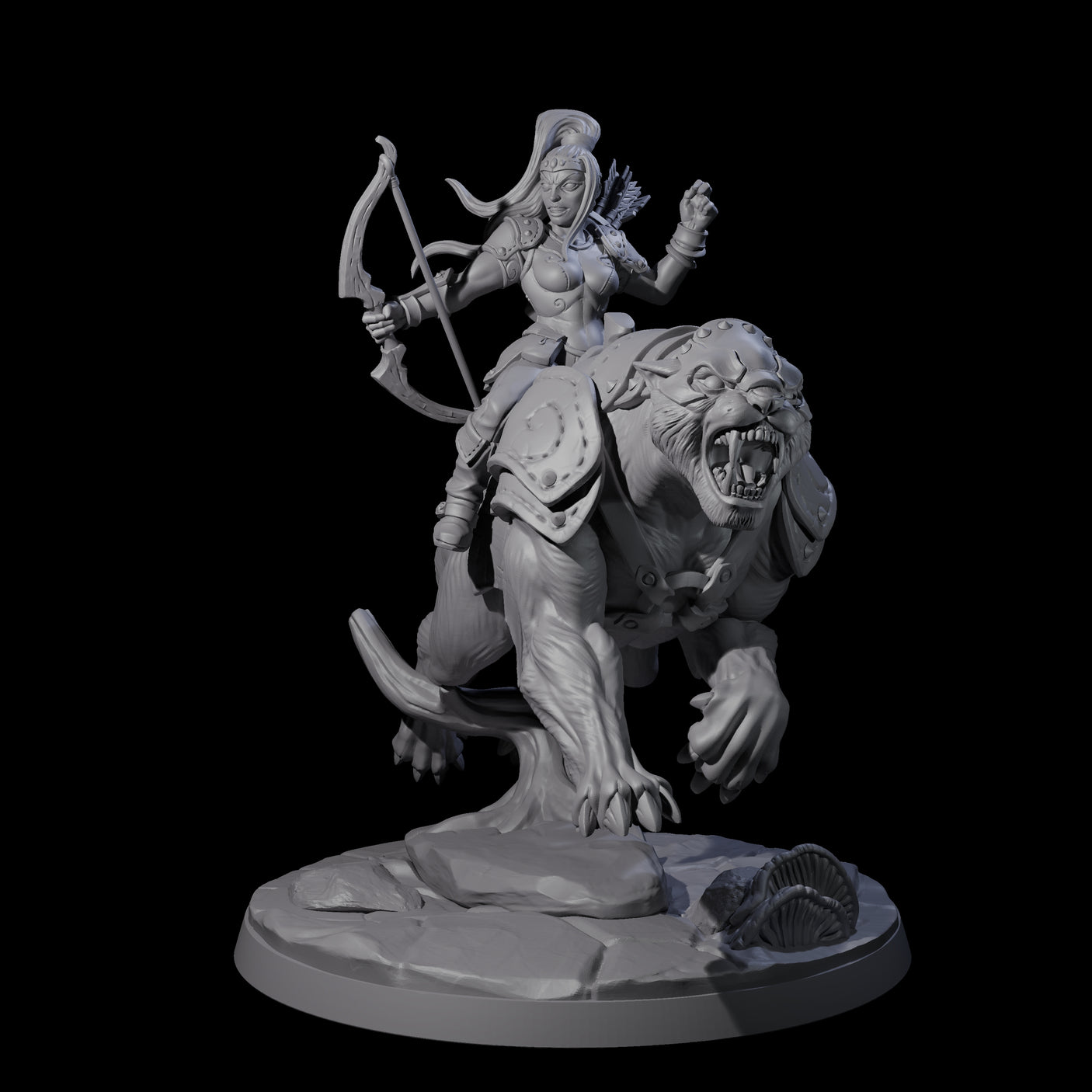 Four Shadowy Assassin Sisters riding Panthers Miniature for Dungeons and Dragons, Pathfinder or other TTRPGs