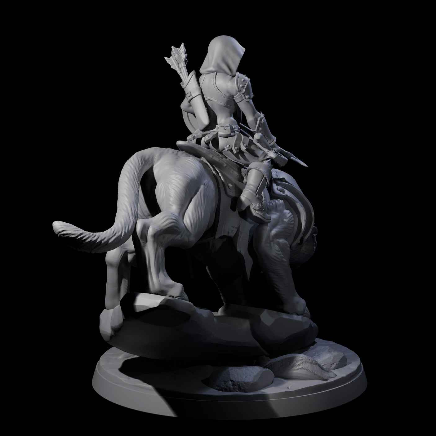 Four Shadowy Assassin Sisters riding Panthers Miniature for Dungeons and Dragons, Pathfinder or other TTRPGs