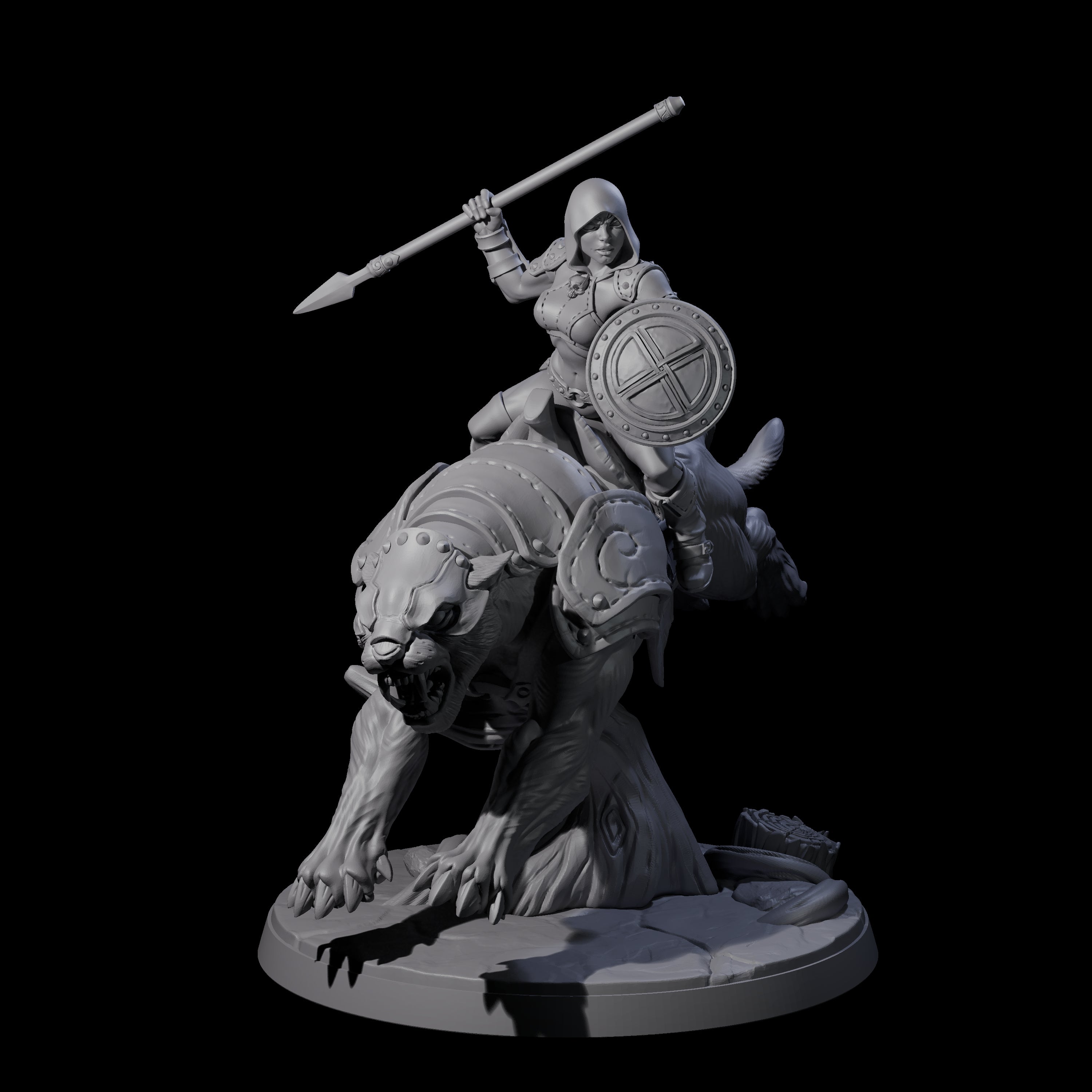 Four Shadowy Assassin Sisters riding Panthers Miniature for Dungeons and Dragons, Pathfinder or other TTRPGs