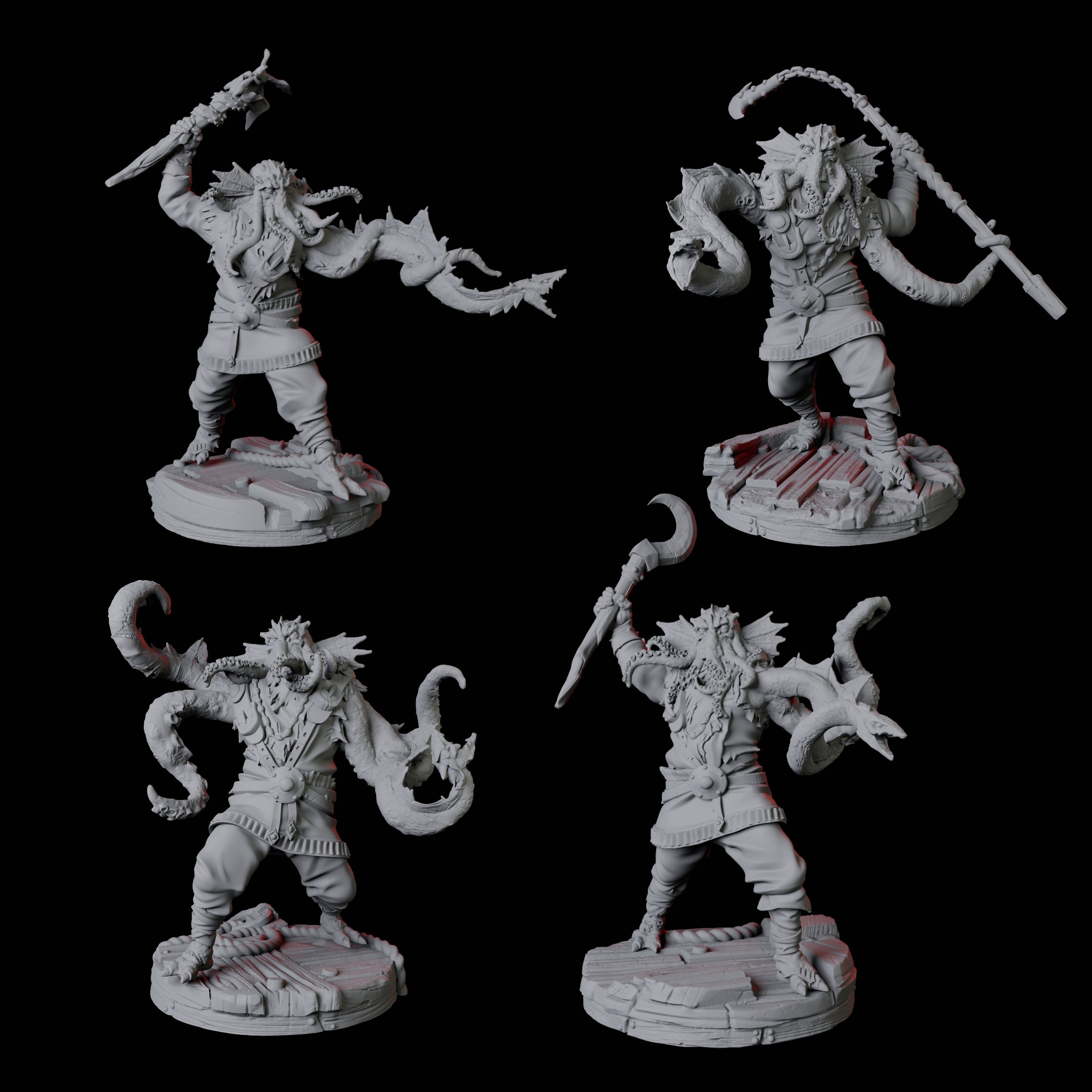 Four Sky Kraken Acolytes Miniature for Dungeons and Dragons, Pathfinder or other TTRPGs