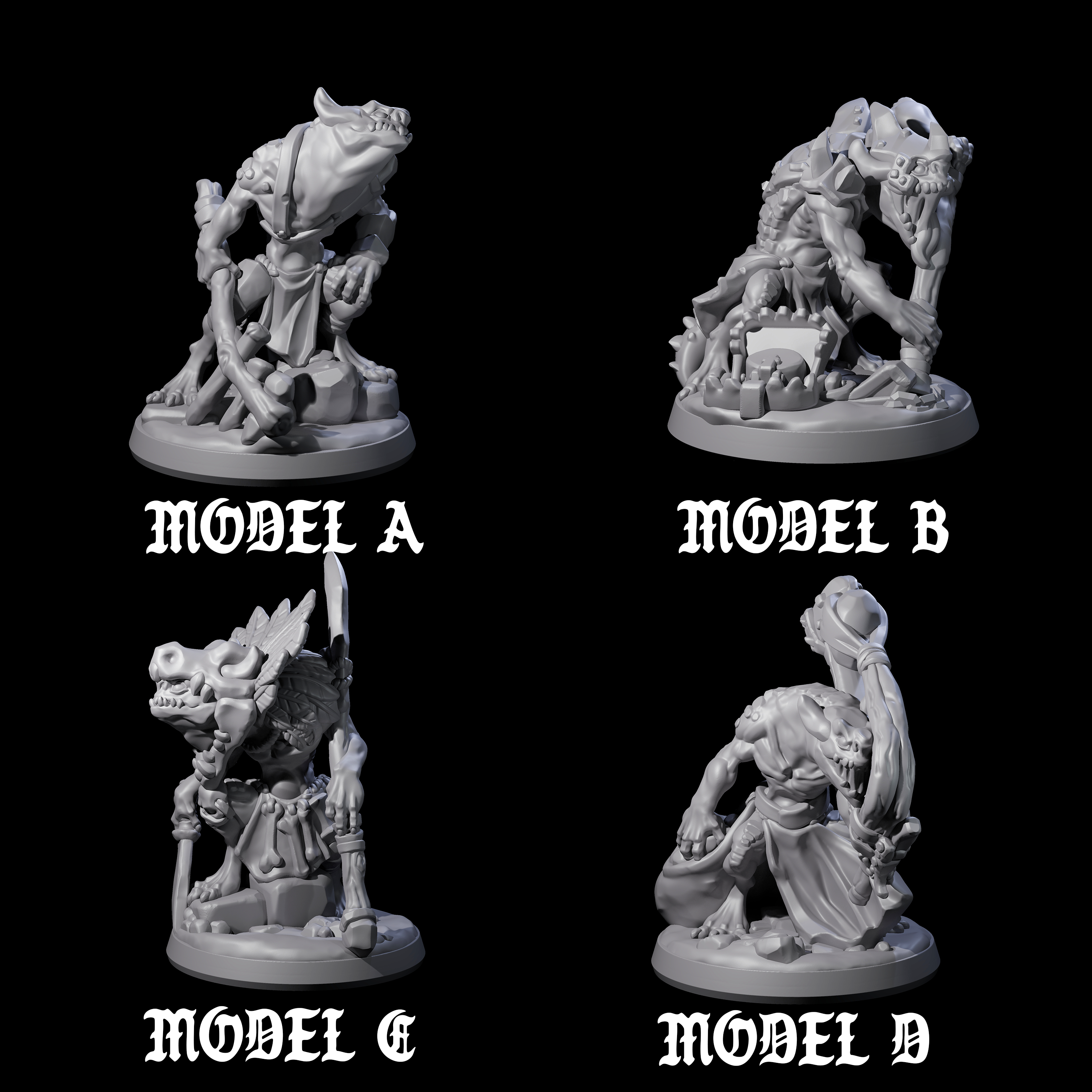 Four Slimy Creeping Kobolds Miniature for Dungeons and Dragons, Pathfinder or other TTRPGs