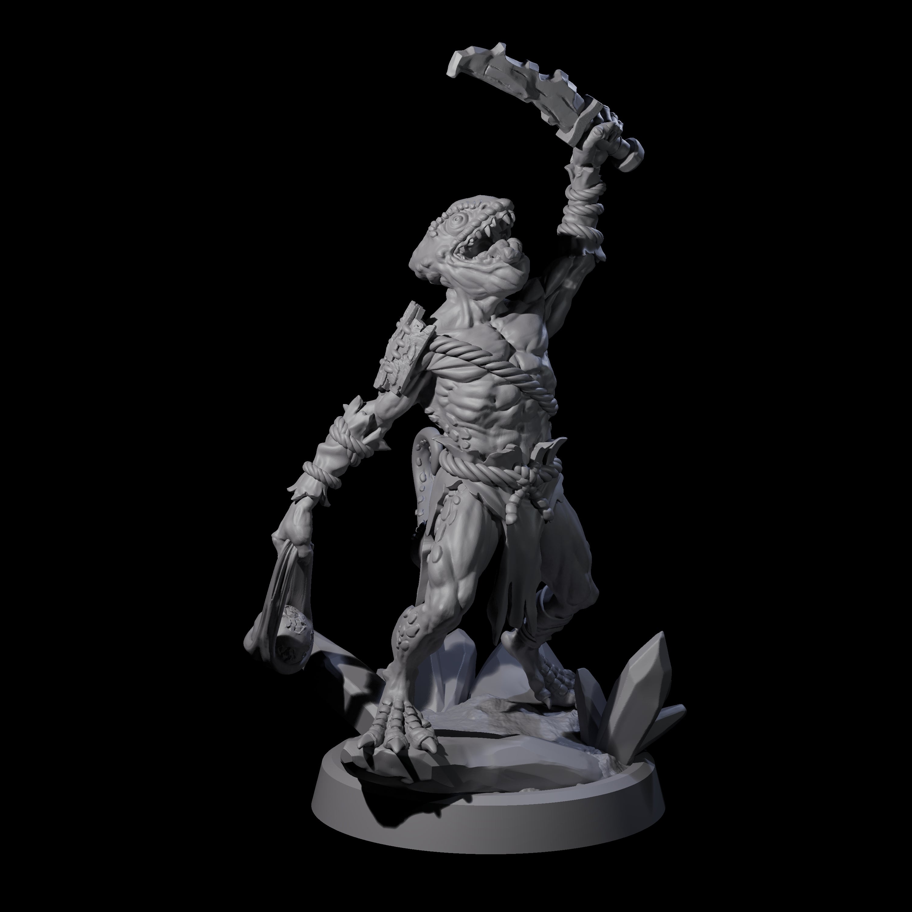 Four Slimy Troglodyte Cultists Miniature for Dungeons and Dragons, Pathfinder or other TTRPGs