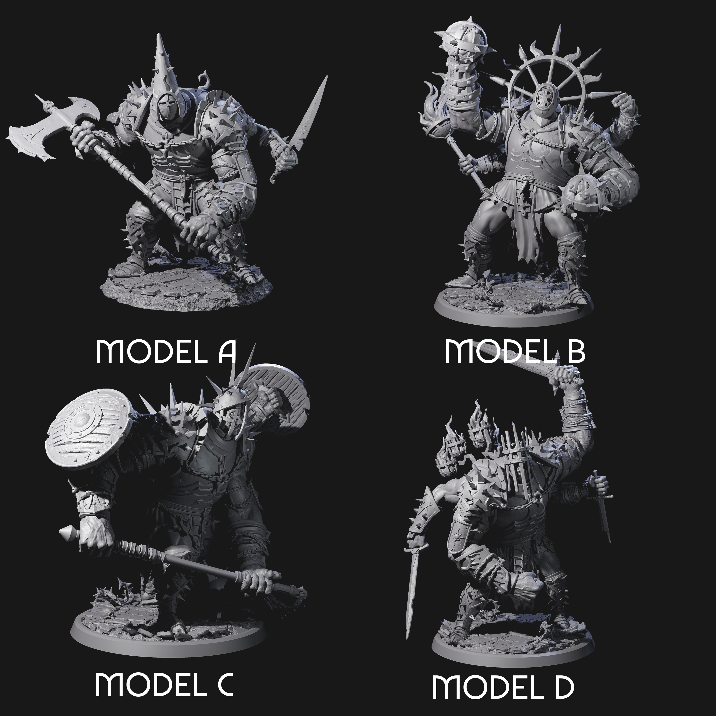 Four Smashing Helmed Horrors Miniature for Dungeons and Dragons, Pathfinder or other TTRPGs