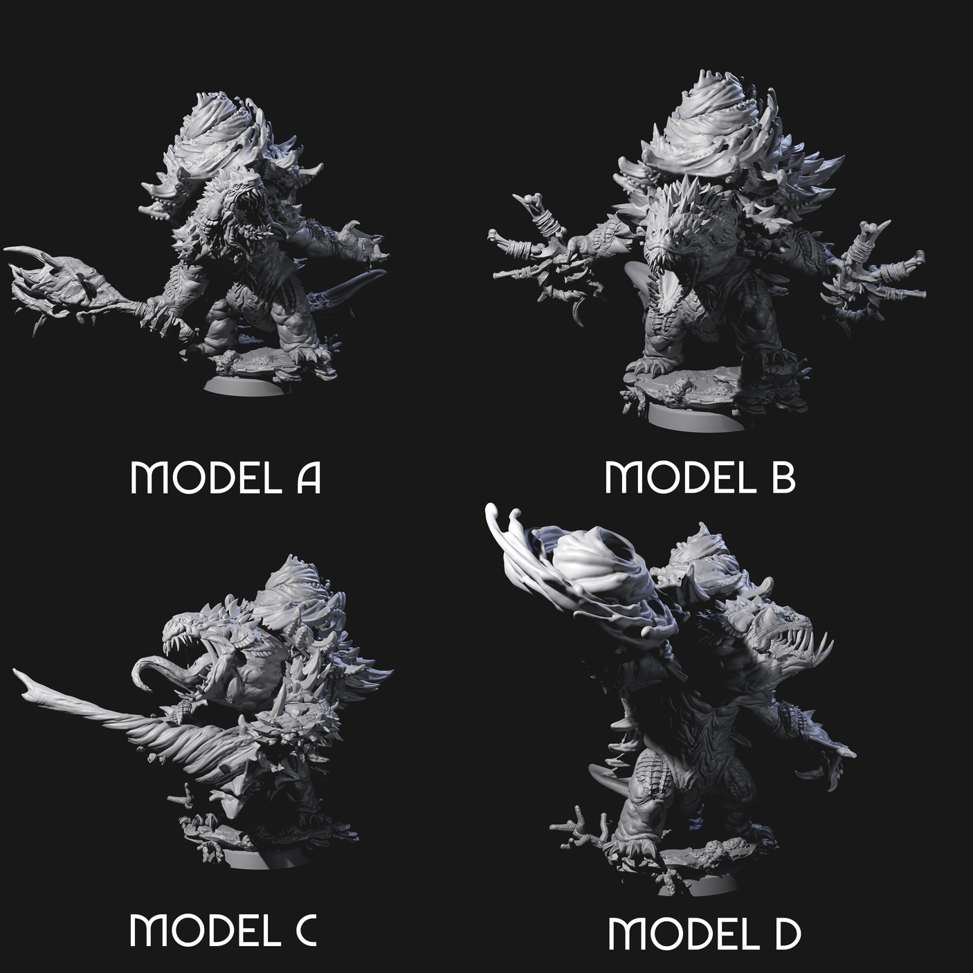 Four Smashing Zaratan Berserkers Miniature for Dungeons and Dragons, Pathfinder or other TTRPGs