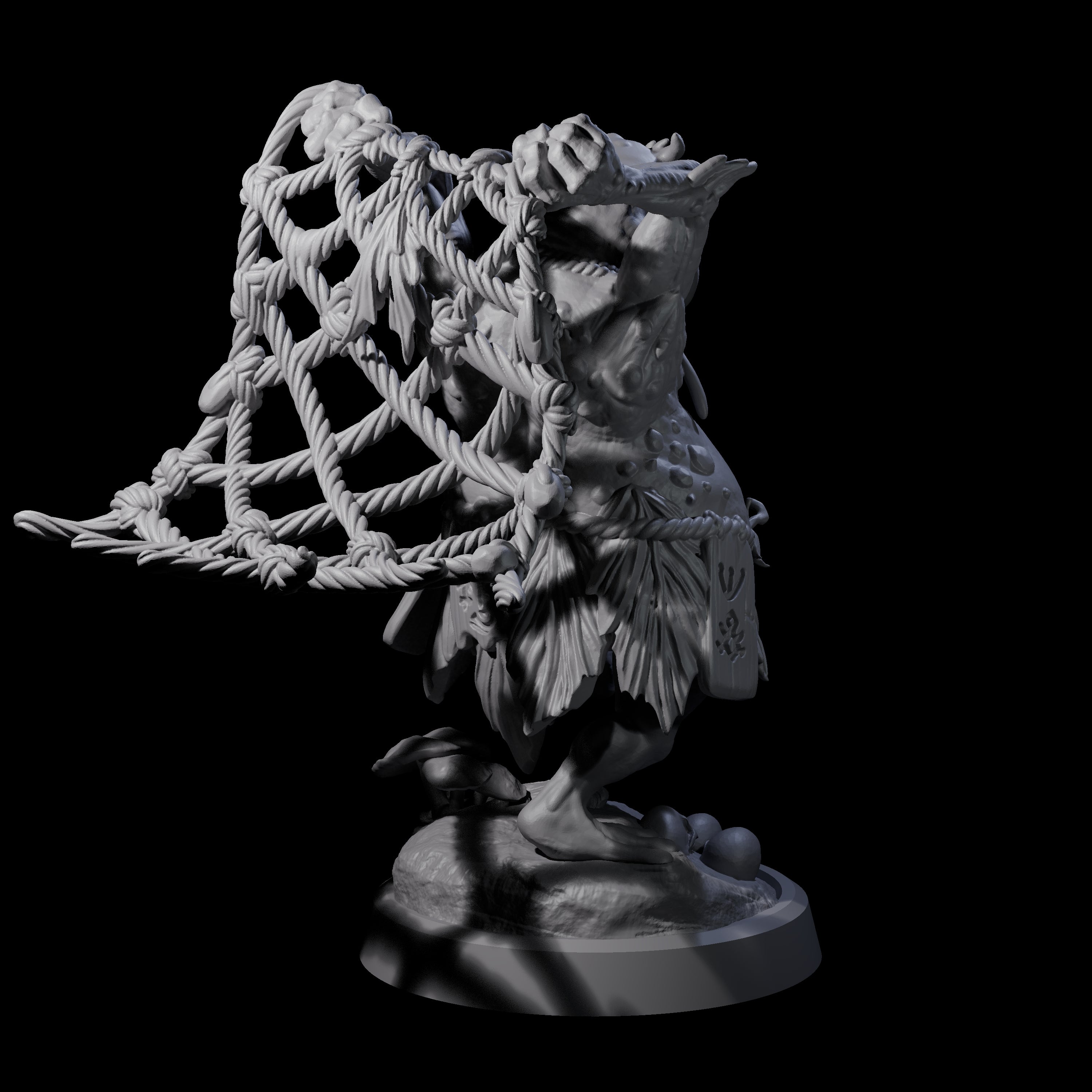 Four Smelly Kua-Toa Mystics Miniature for Dungeons and Dragons, Pathfinder or other TTRPGs
