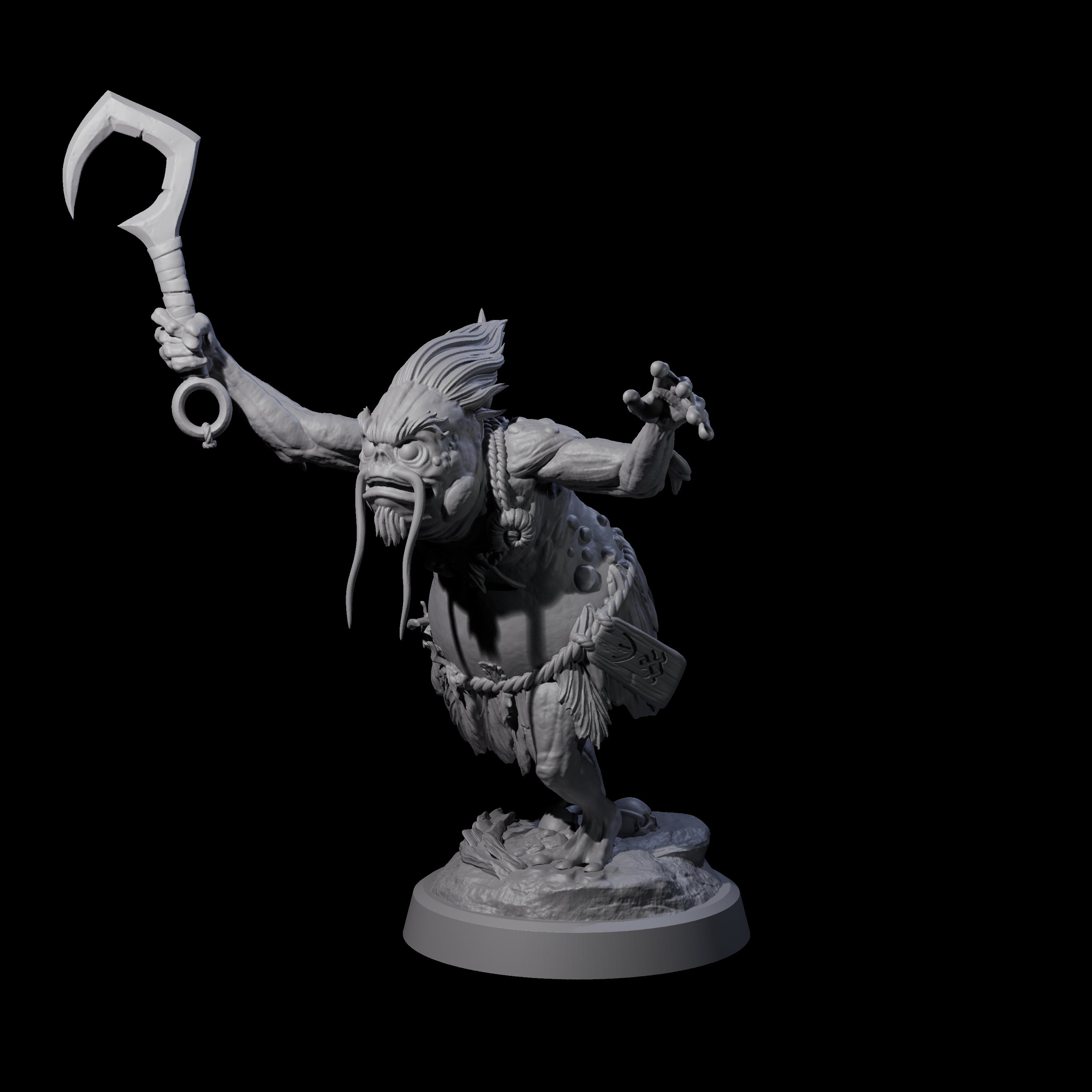 Four Smelly Kua-Toa Mystics Miniature for Dungeons and Dragons, Pathfinder or other TTRPGs