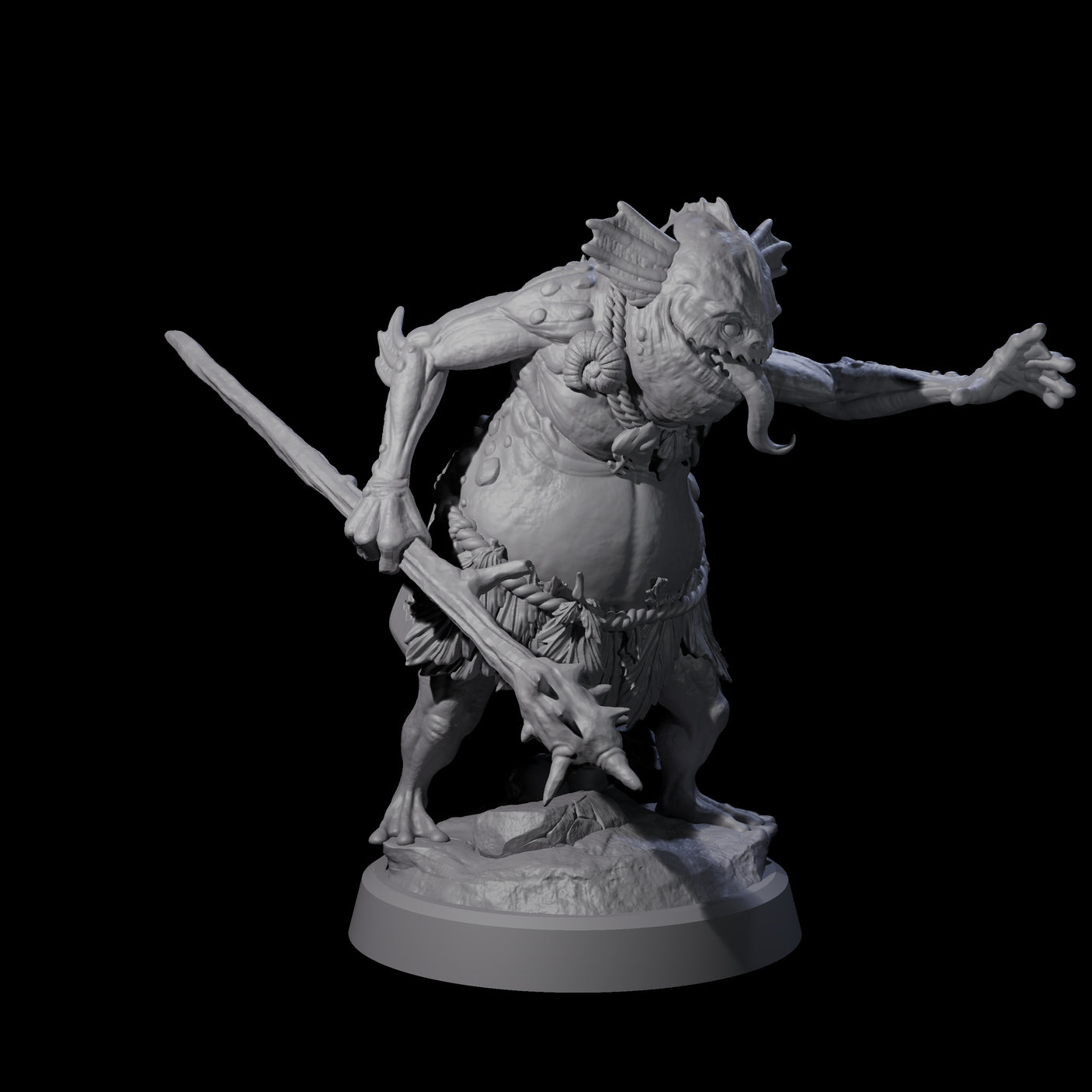 Four Smelly Kua-Toa Mystics Miniature for Dungeons and Dragons, Pathfinder or other TTRPGs