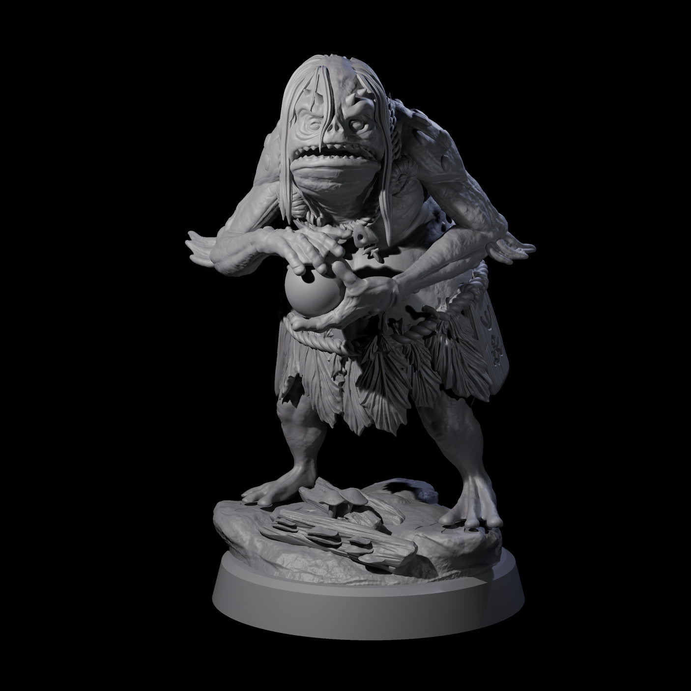 Four Smelly Kua-Toa Mystics Miniature for Dungeons and Dragons, Pathfinder or other TTRPGs