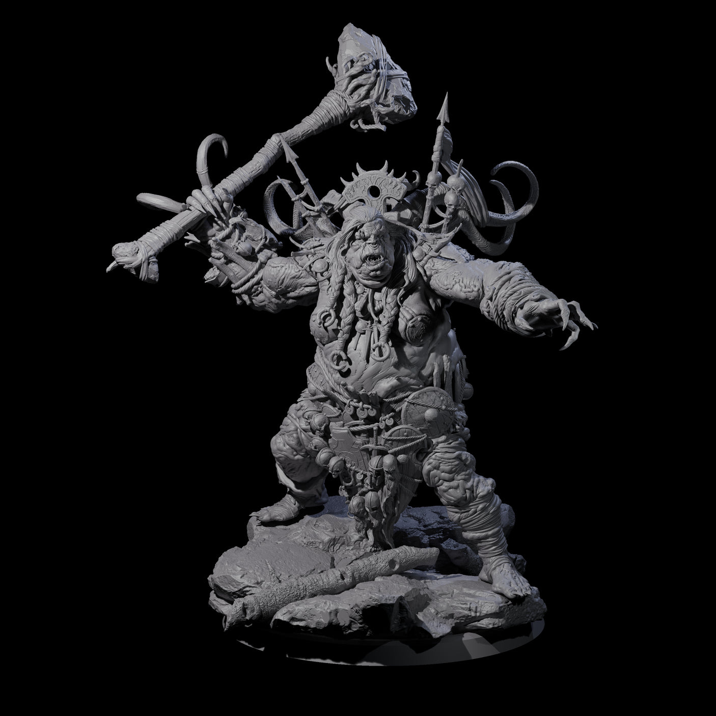 Four Spiky Hill Giant Matrons Miniature for Dungeons and Dragons, Pathfinder or other TTRPGs