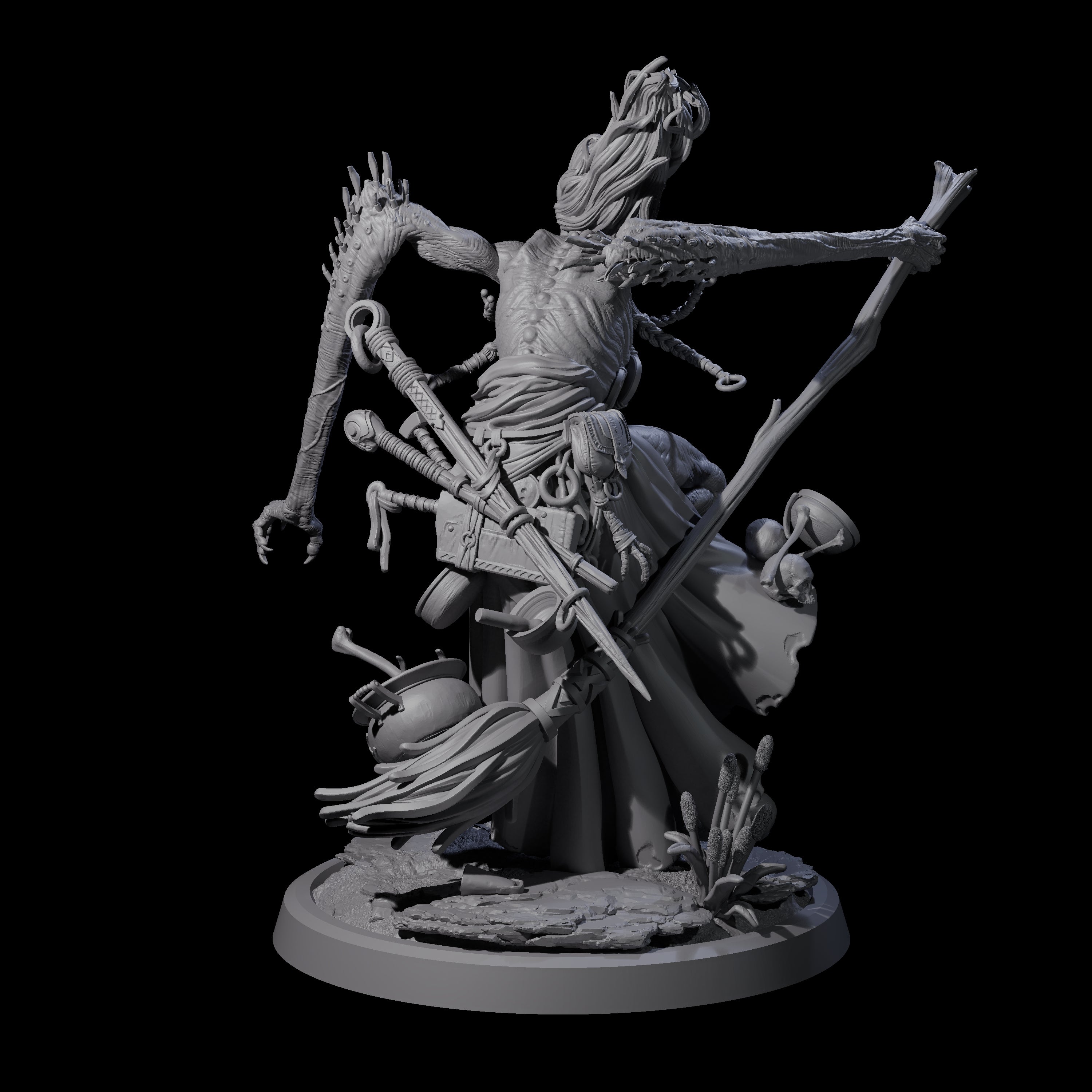 Four Spindly Forest Hags Miniature for Dungeons and Dragons, Pathfinder or other TTRPGs
