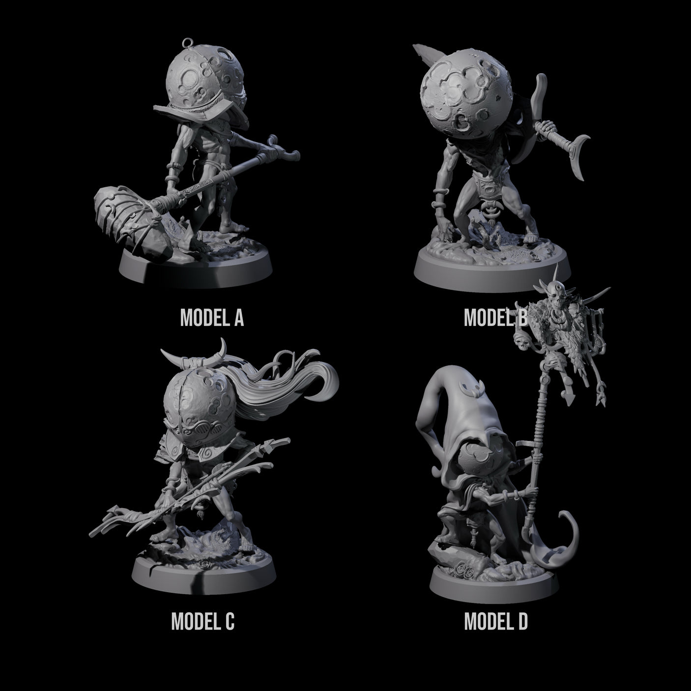 Four Spritely Azata Fighters Miniature for Dungeons and Dragons, Pathfinder or other TTRPGs