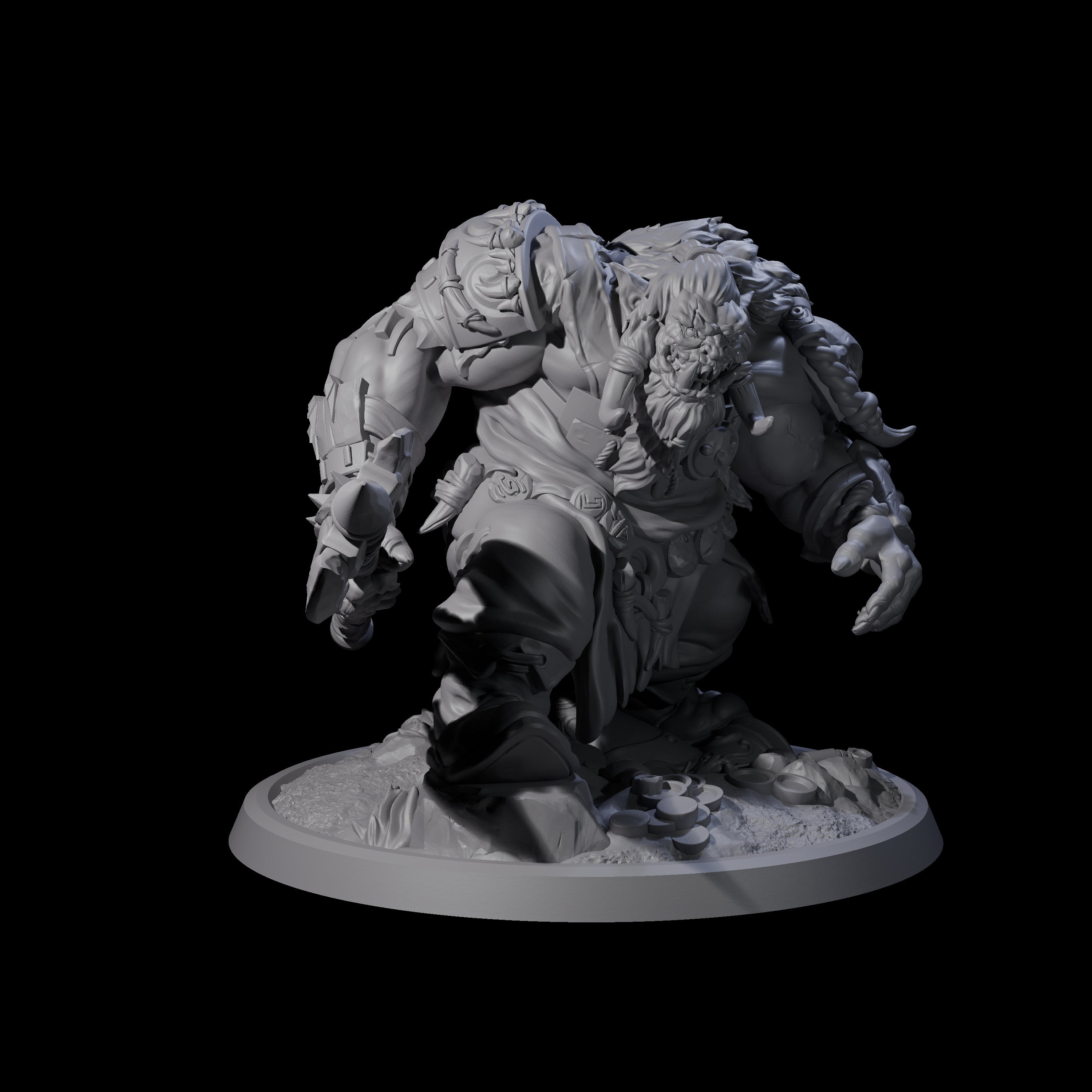 Four Squat Grinning Ogres Miniature for Dungeons and Dragons, Pathfinder or other TTRPGs