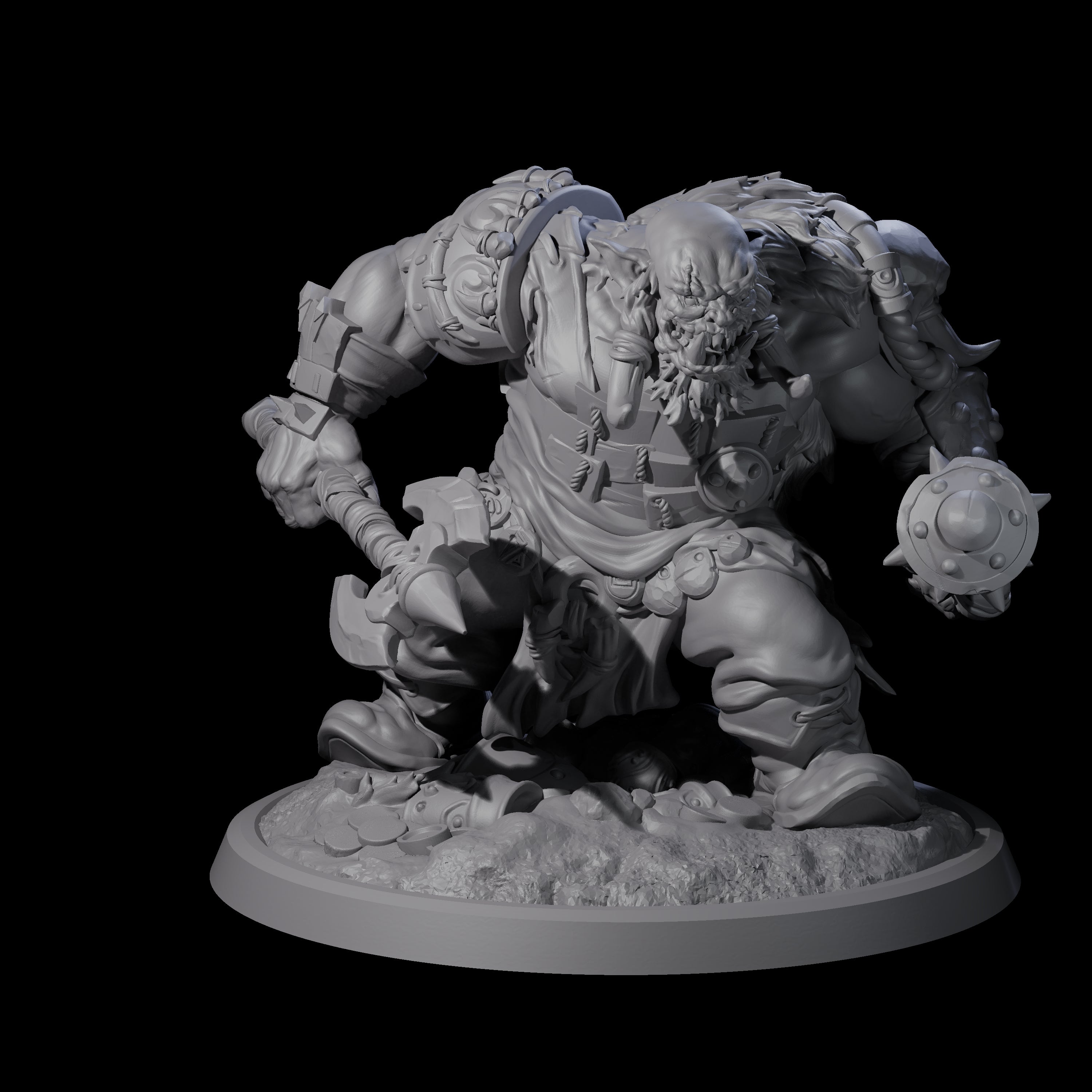 Four Squat Grinning Ogres Miniature for Dungeons and Dragons, Pathfinder or other TTRPGs