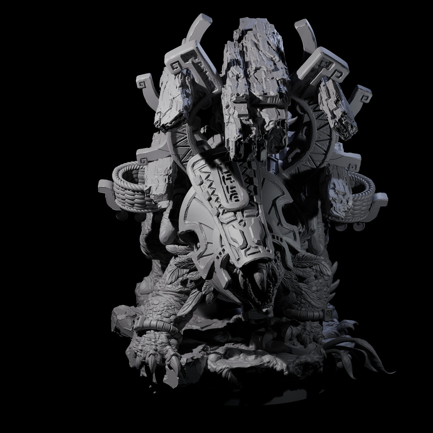 Four Stacked Saurian Siege Beasts Miniature for Dungeons and Dragons, Pathfinder or other TTRPGs