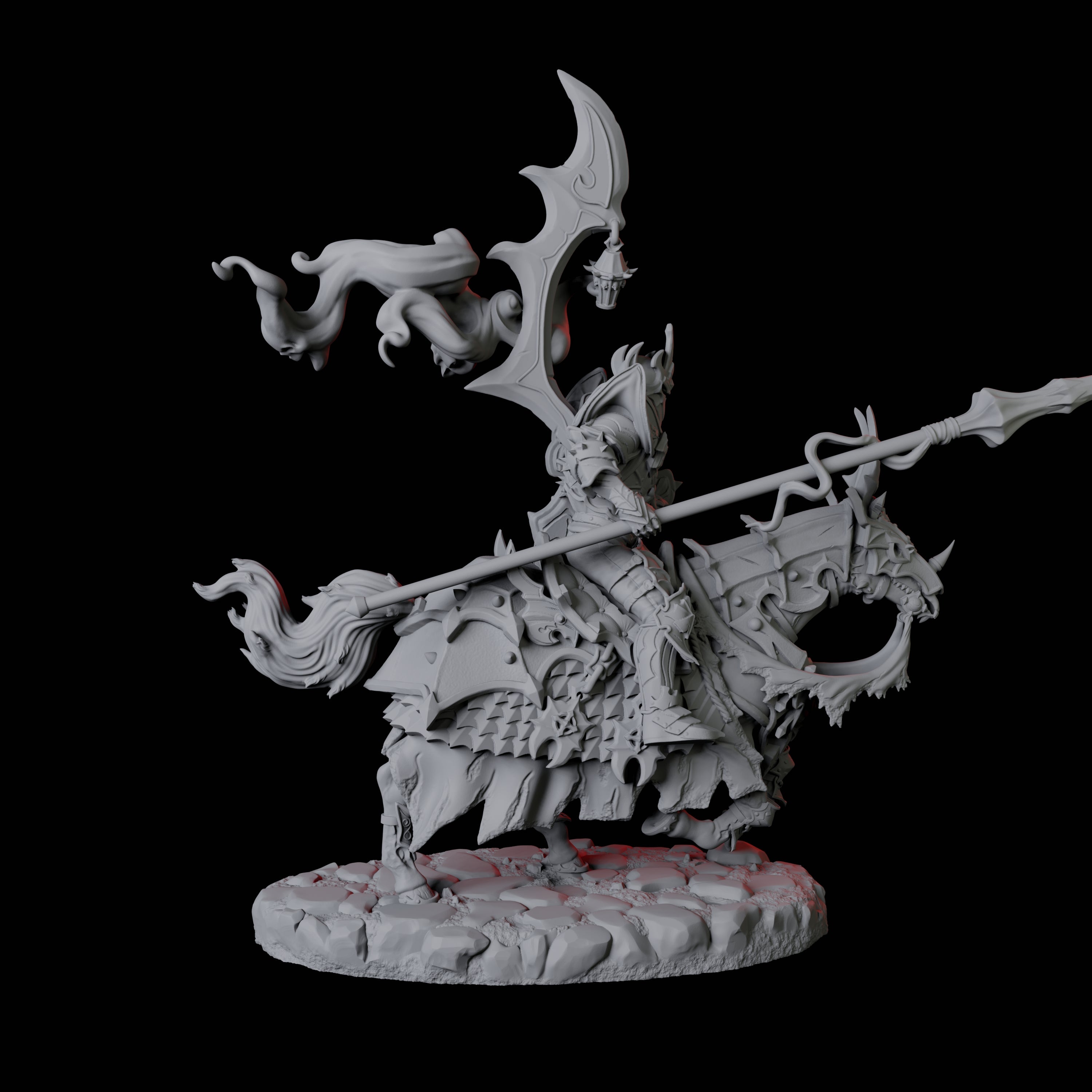 Four Stalking Mounted Revenants Miniature for Dungeons and Dragons, Pathfinder or other TTRPGs