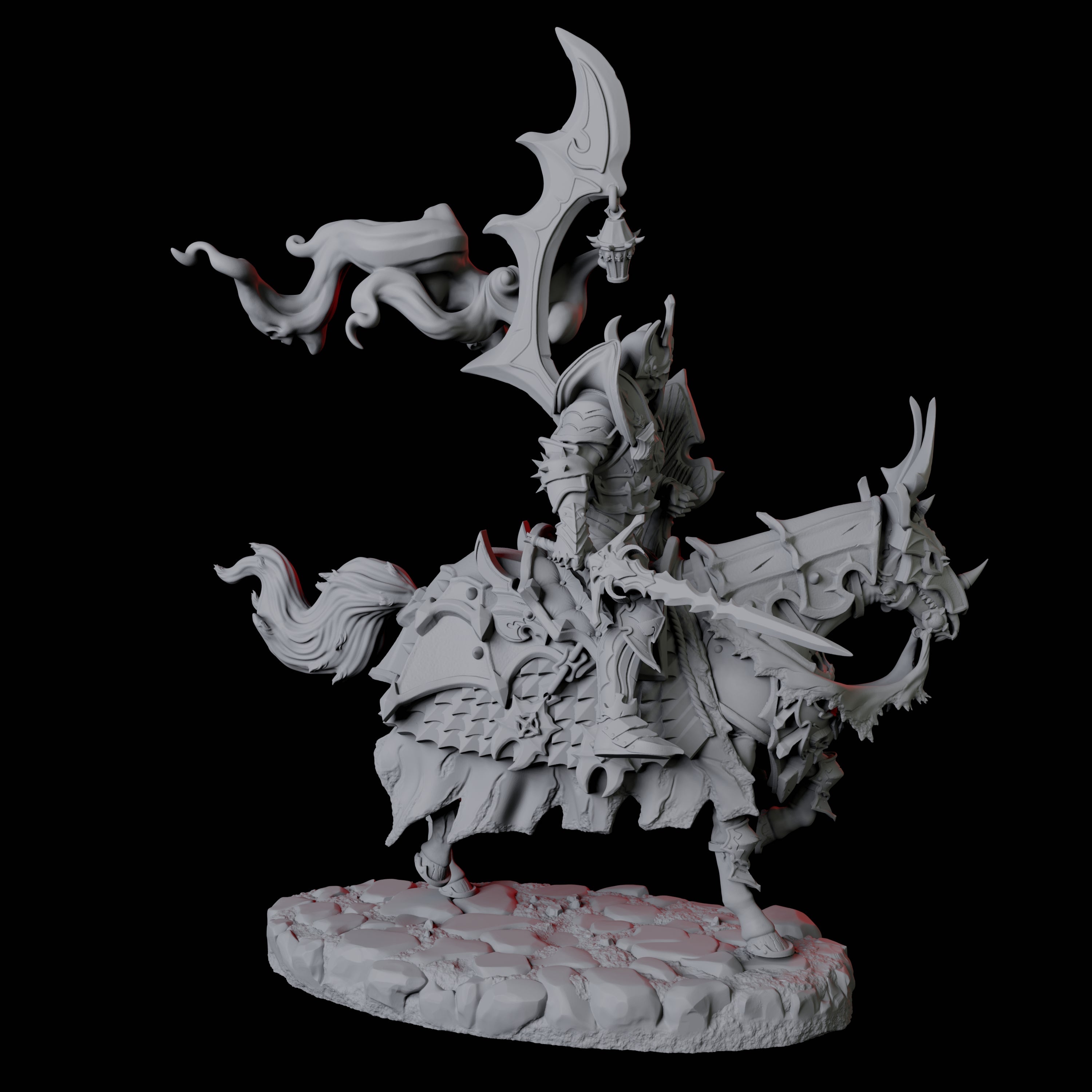 Four Stalking Mounted Revenants Miniature for Dungeons and Dragons, Pathfinder or other TTRPGs