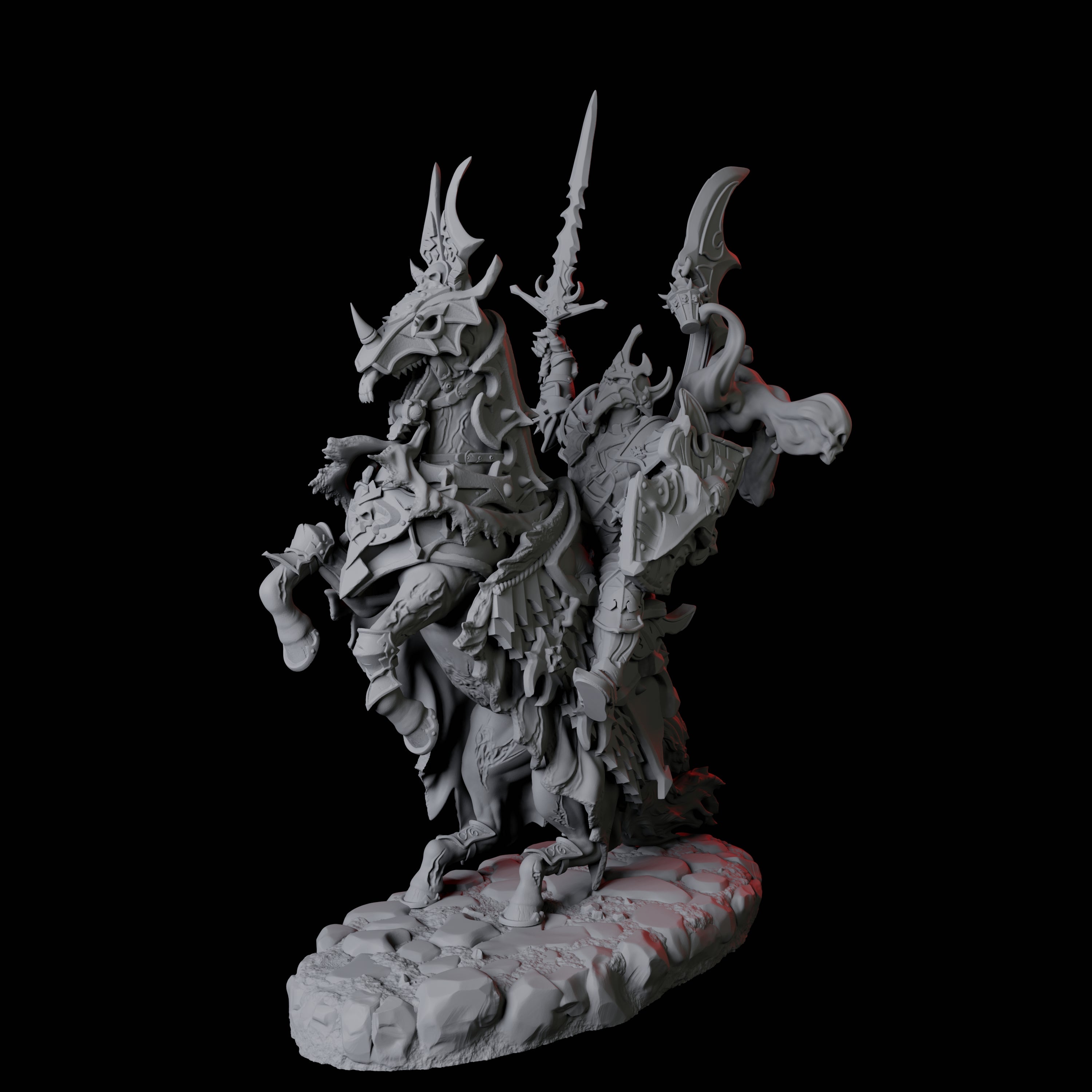 Four Stalking Mounted Revenants Miniature for Dungeons and Dragons, Pathfinder or other TTRPGs