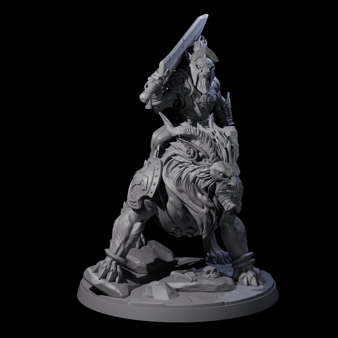 Four Storming Leonin Cavalry Miniature for Dungeons and Dragons, Pathfinder or other TTRPGs