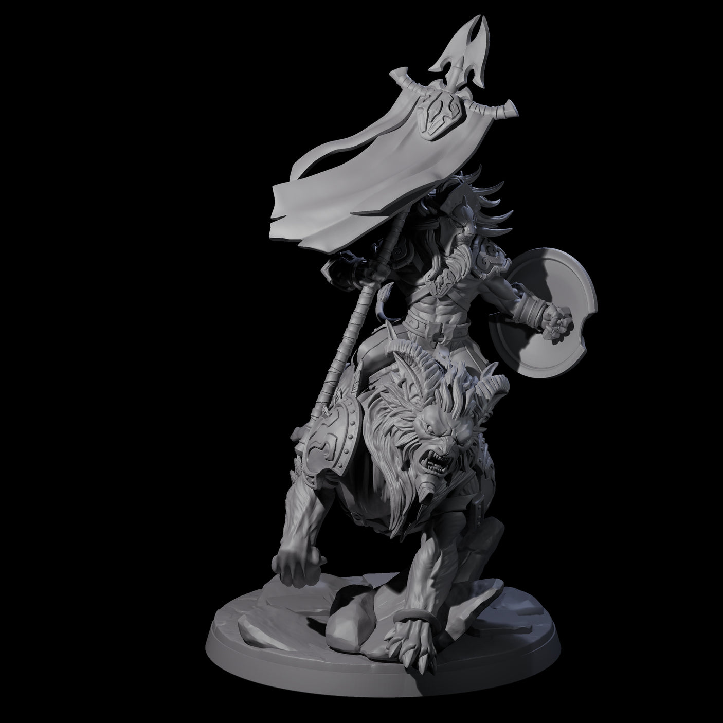 Four Storming Leonin Cavalry Miniature for Dungeons and Dragons, Pathfinder or other TTRPGs