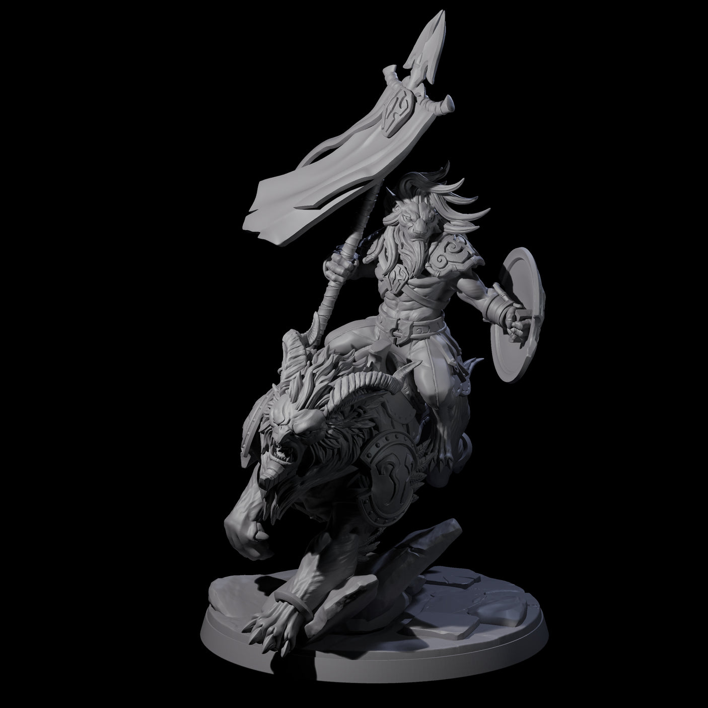 Four Storming Leonin Cavalry Miniature for Dungeons and Dragons, Pathfinder or other TTRPGs
