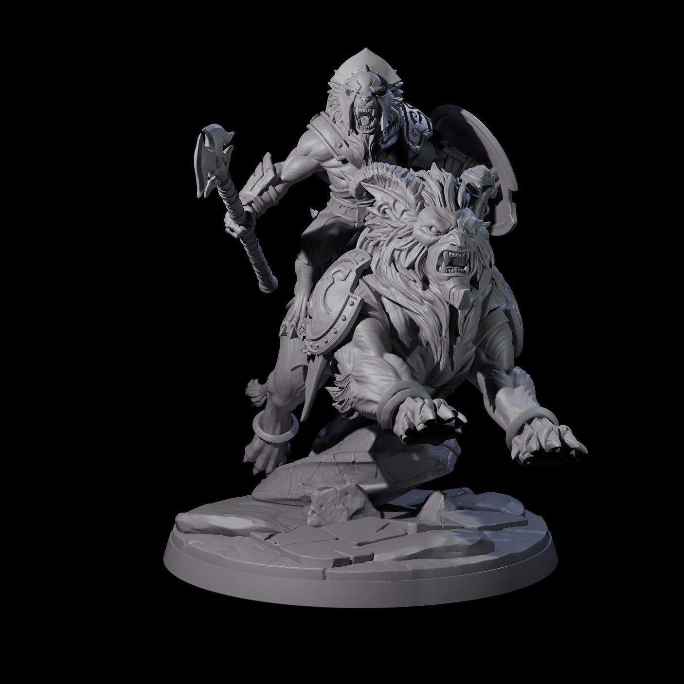 Four Storming Leonin Cavalry Miniature for Dungeons and Dragons, Pathfinder or other TTRPGs