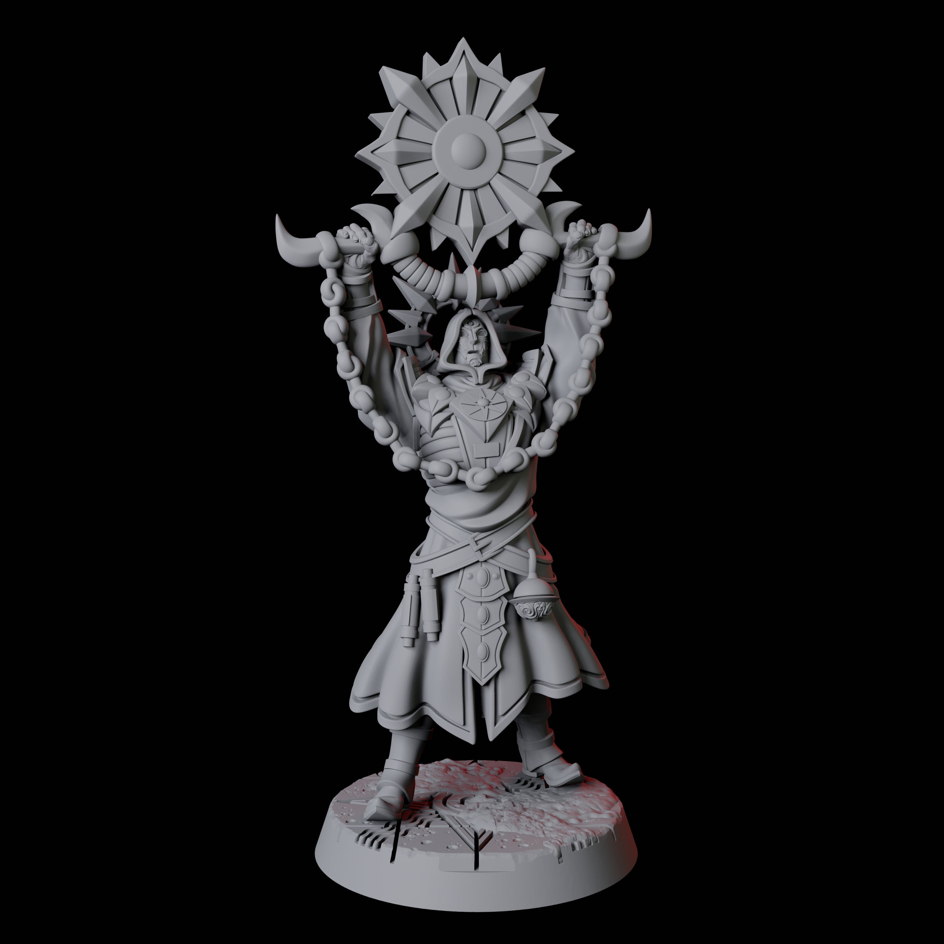 Four Sun Worshipping Cultists Miniature for Dungeons and Dragons, Pathfinder or other TTRPGs
