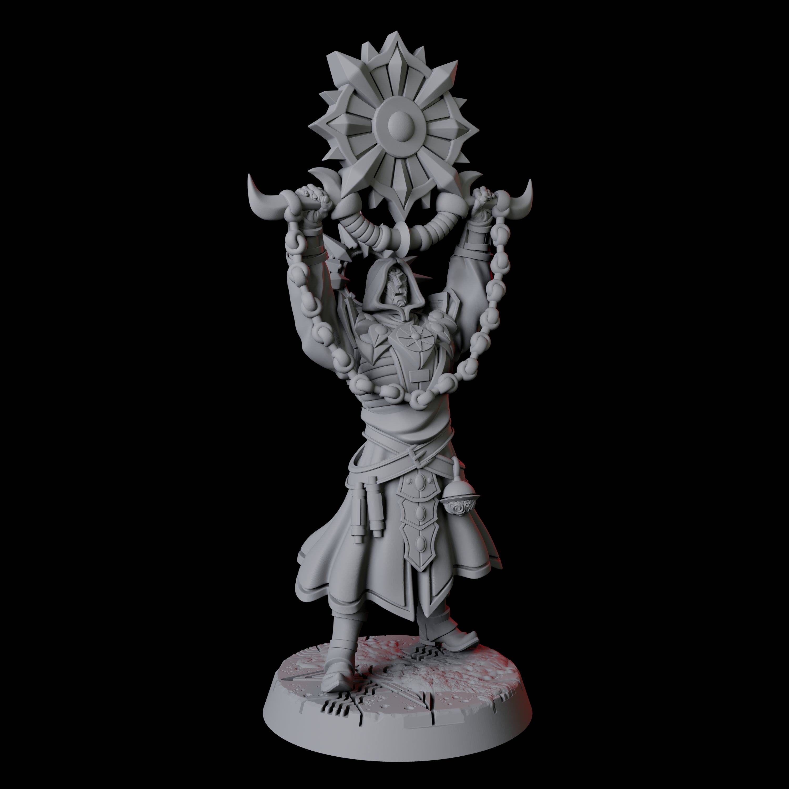 Four Sun Worshipping Cultists Miniature for Dungeons and Dragons, Pathfinder or other TTRPGs