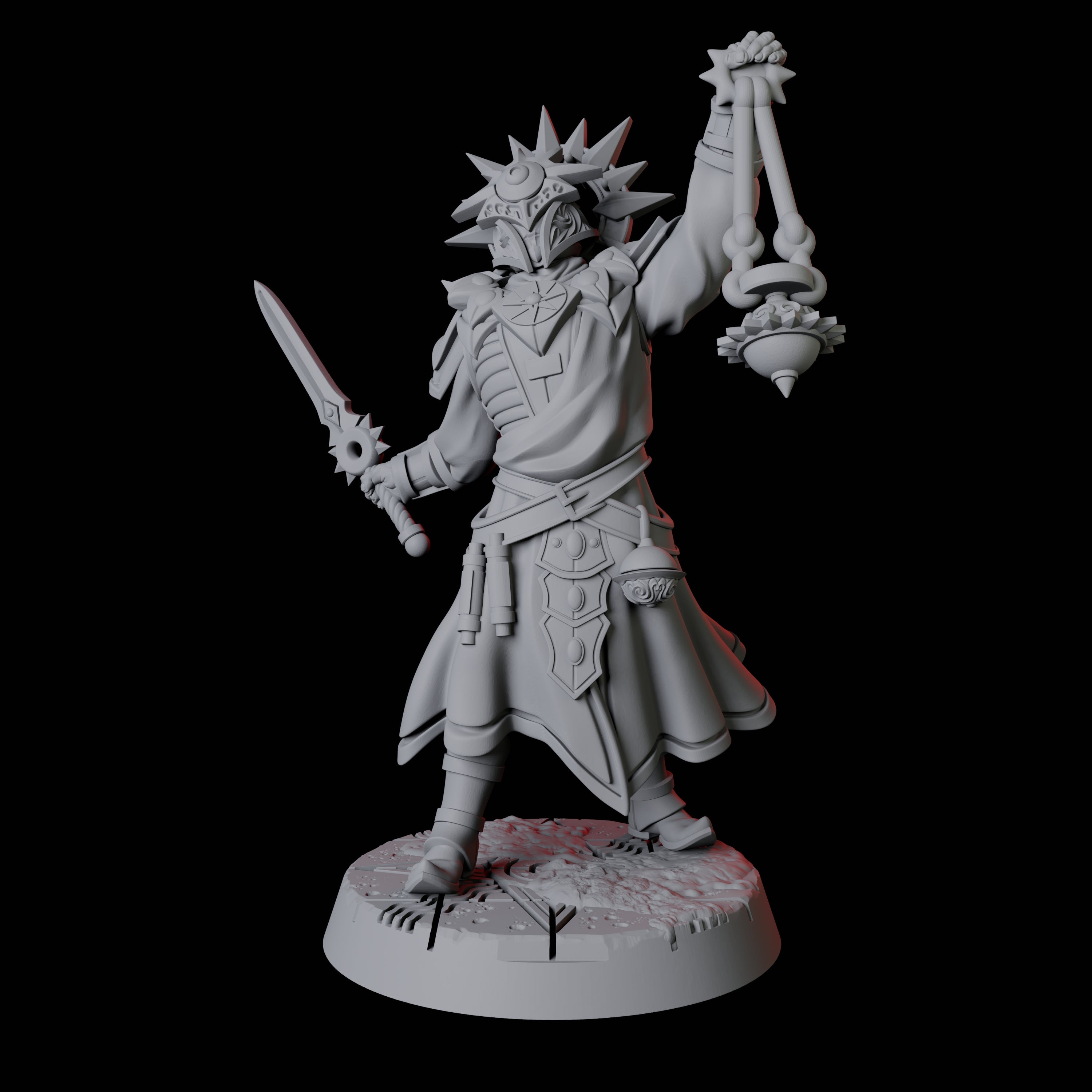 Four Sun Worshipping Cultists Miniature for Dungeons and Dragons, Pathfinder or other TTRPGs