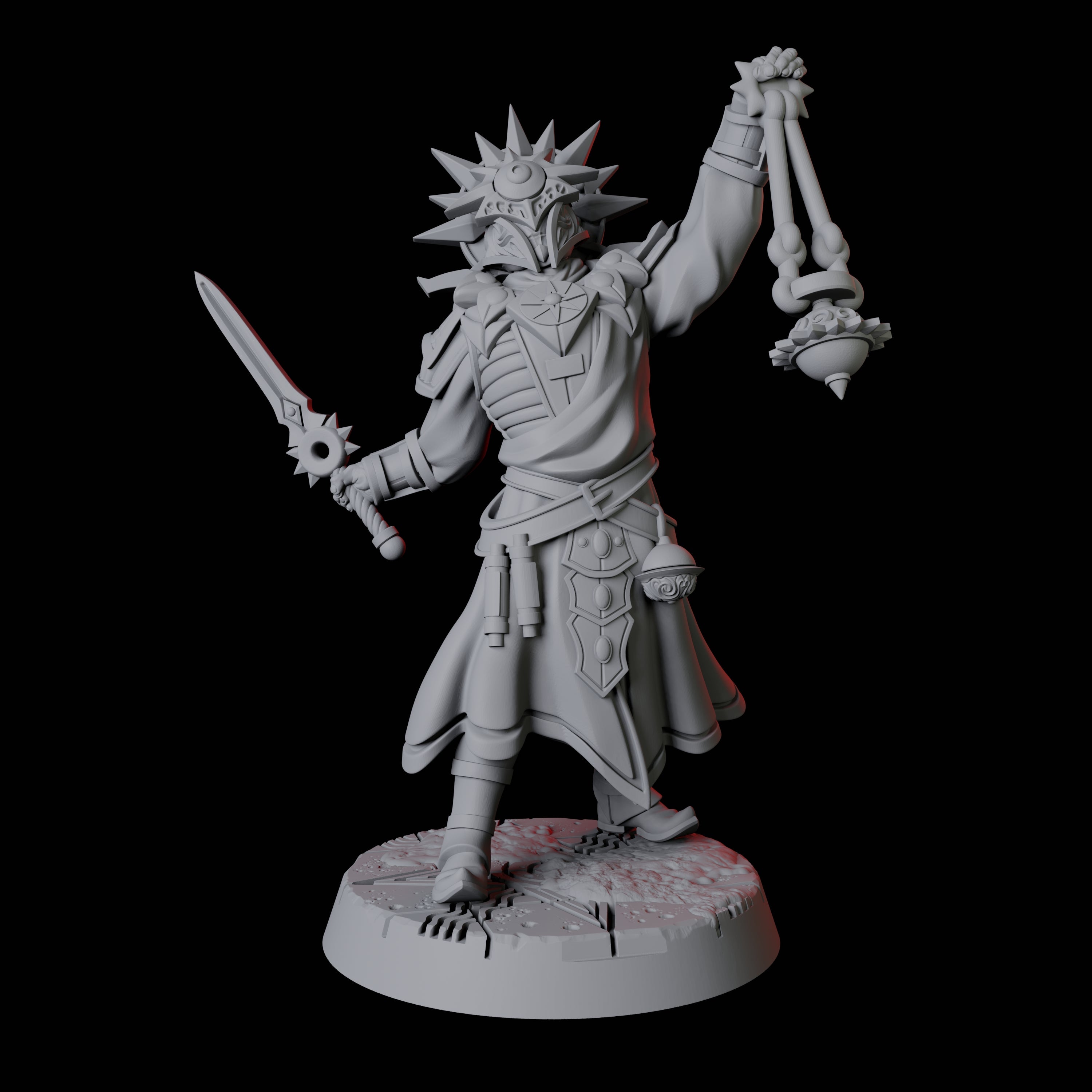 Four Sun Worshipping Cultists Miniature for Dungeons and Dragons, Pathfinder or other TTRPGs