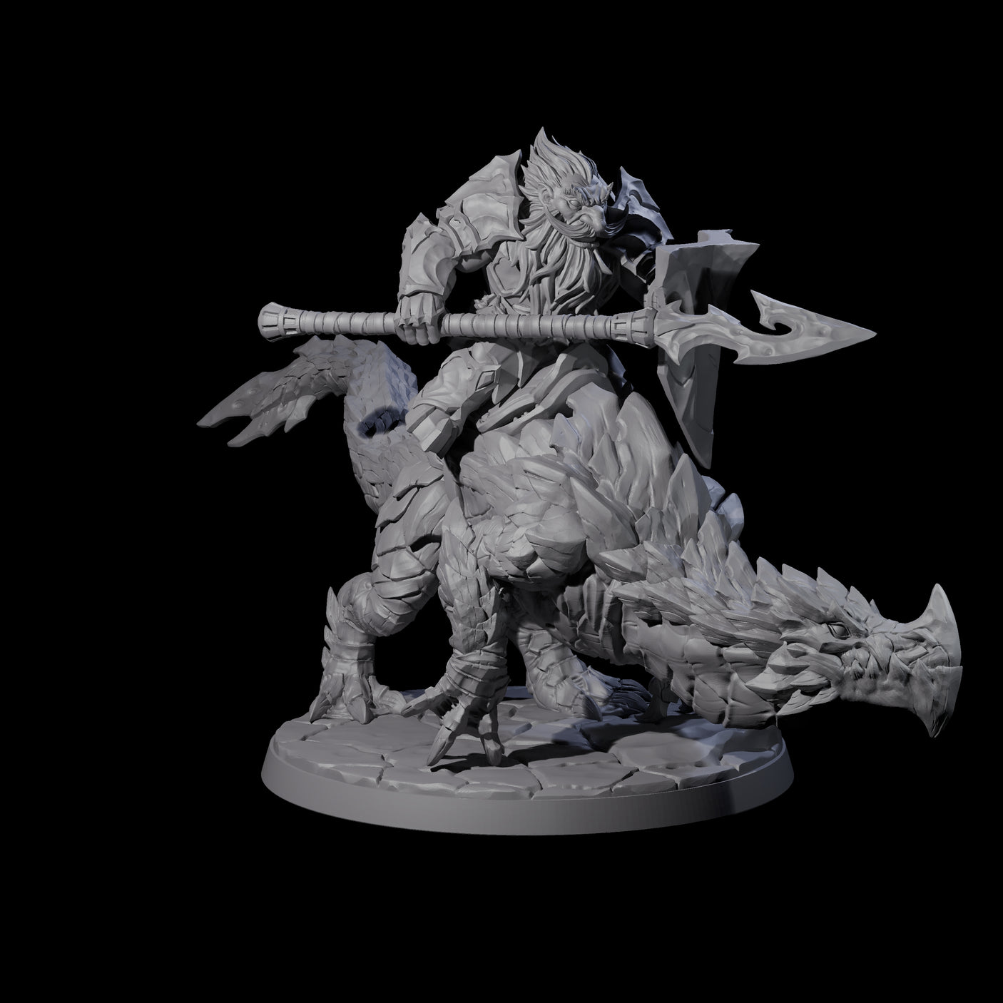 Four Surprise Dwarf Drake Riders Miniature for Dungeons and Dragons, Pathfinder or other TTRPGs