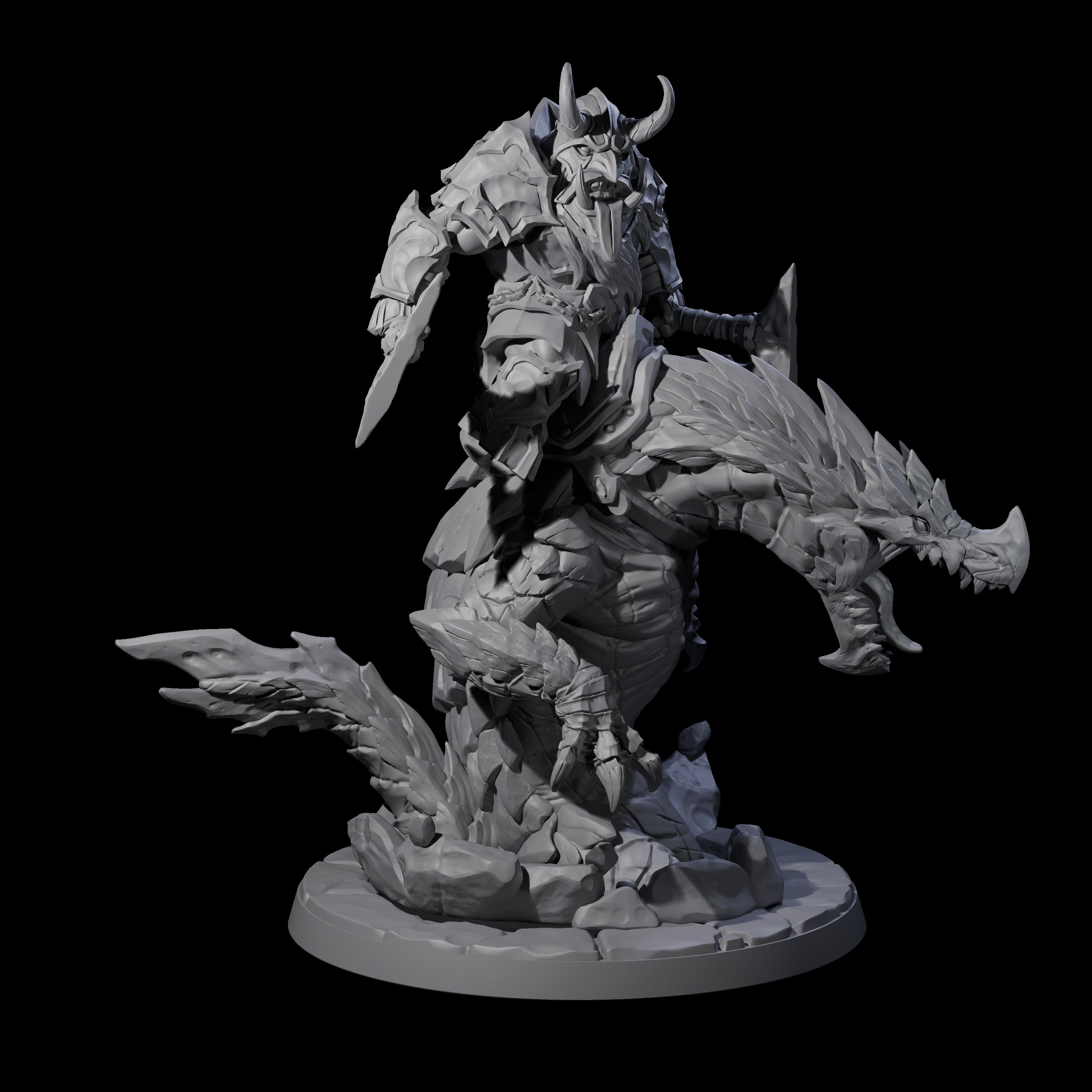 Four Surprise Dwarf Drake Riders Miniature for Dungeons and Dragons, Pathfinder or other TTRPGs