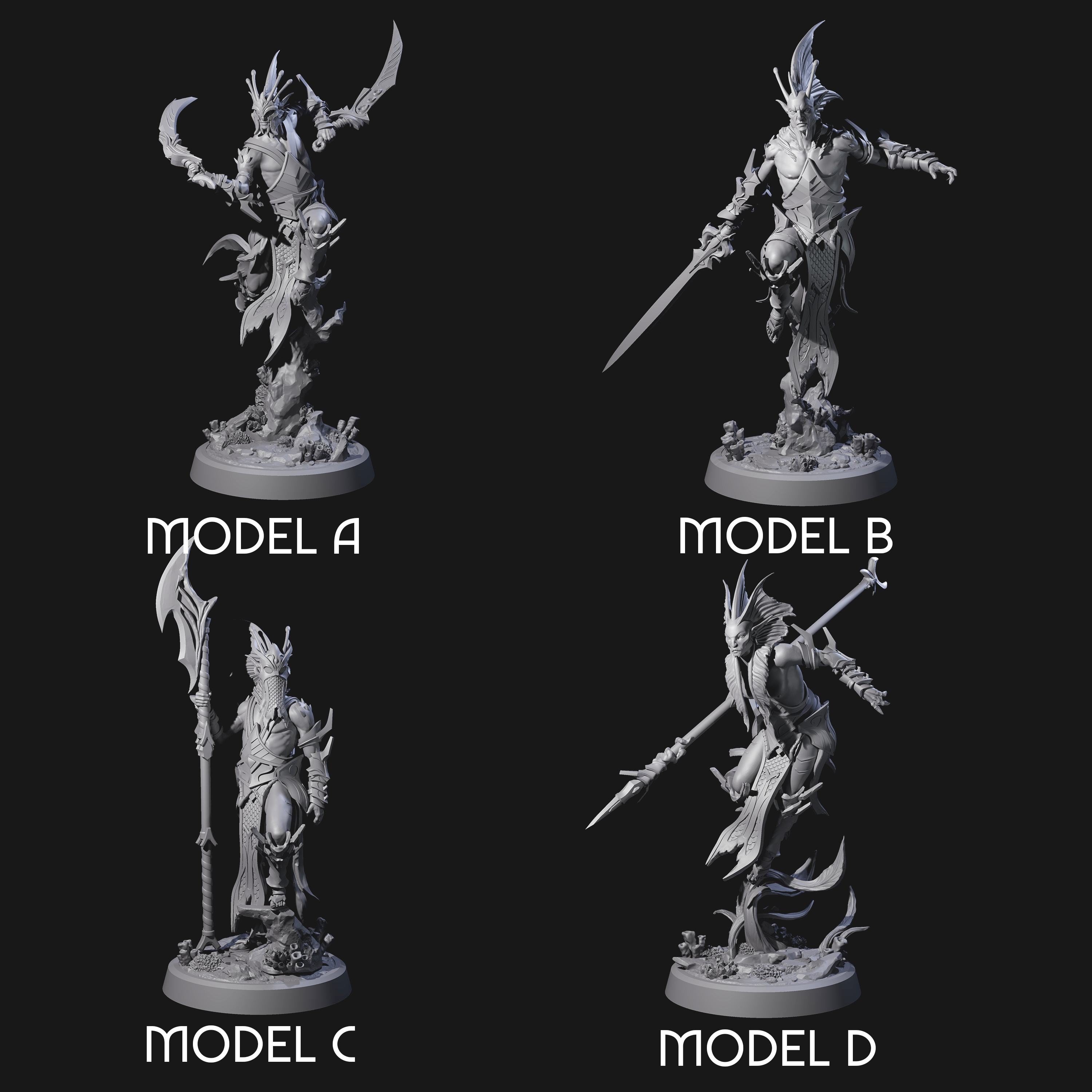 Four Swinging Abyssal Myrmidons Miniature for Dungeons and Dragons, Pathfinder or other TTRPGs