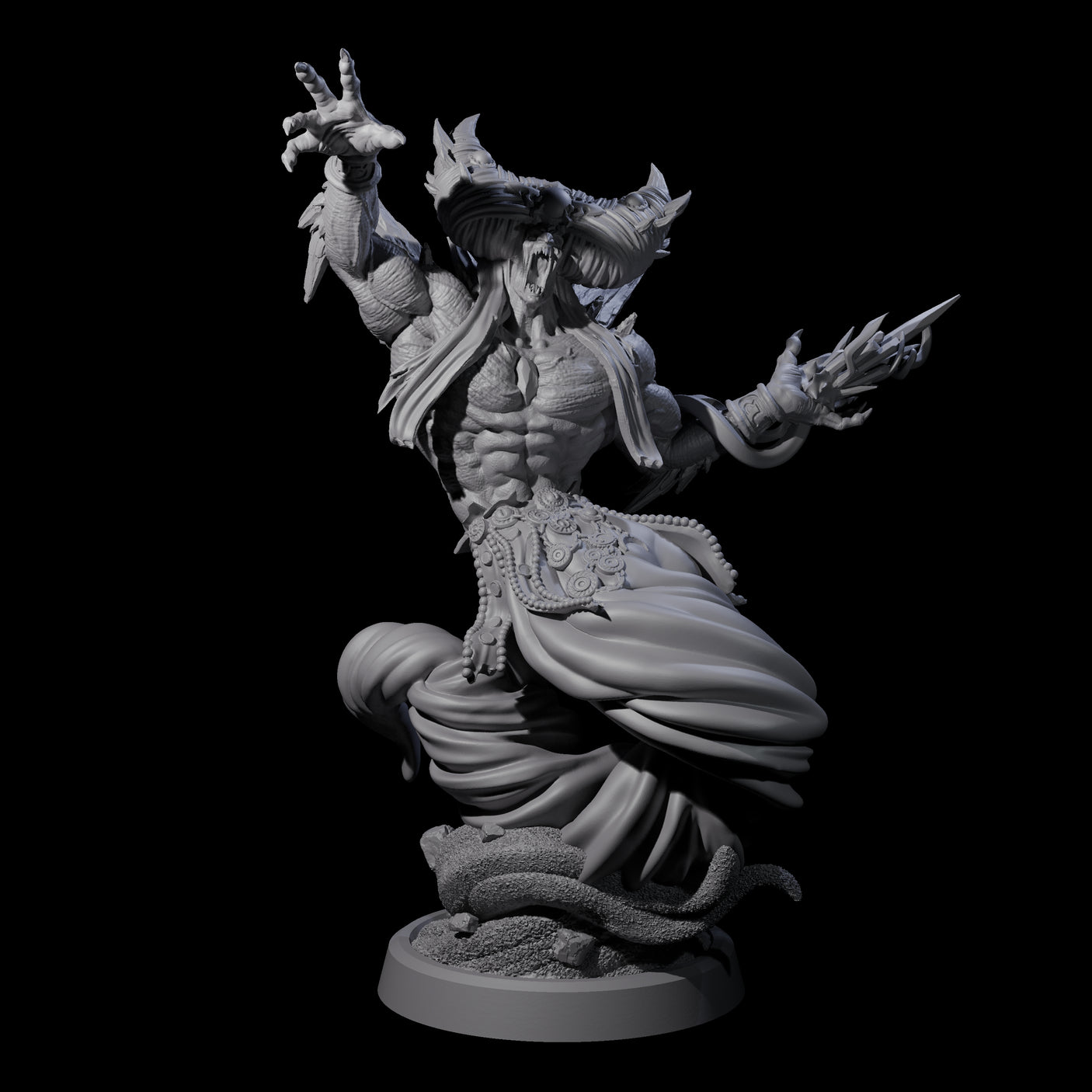 Four Swirling Efreeti Miniature for Dungeons and Dragons, Pathfinder or other TTRPGs
