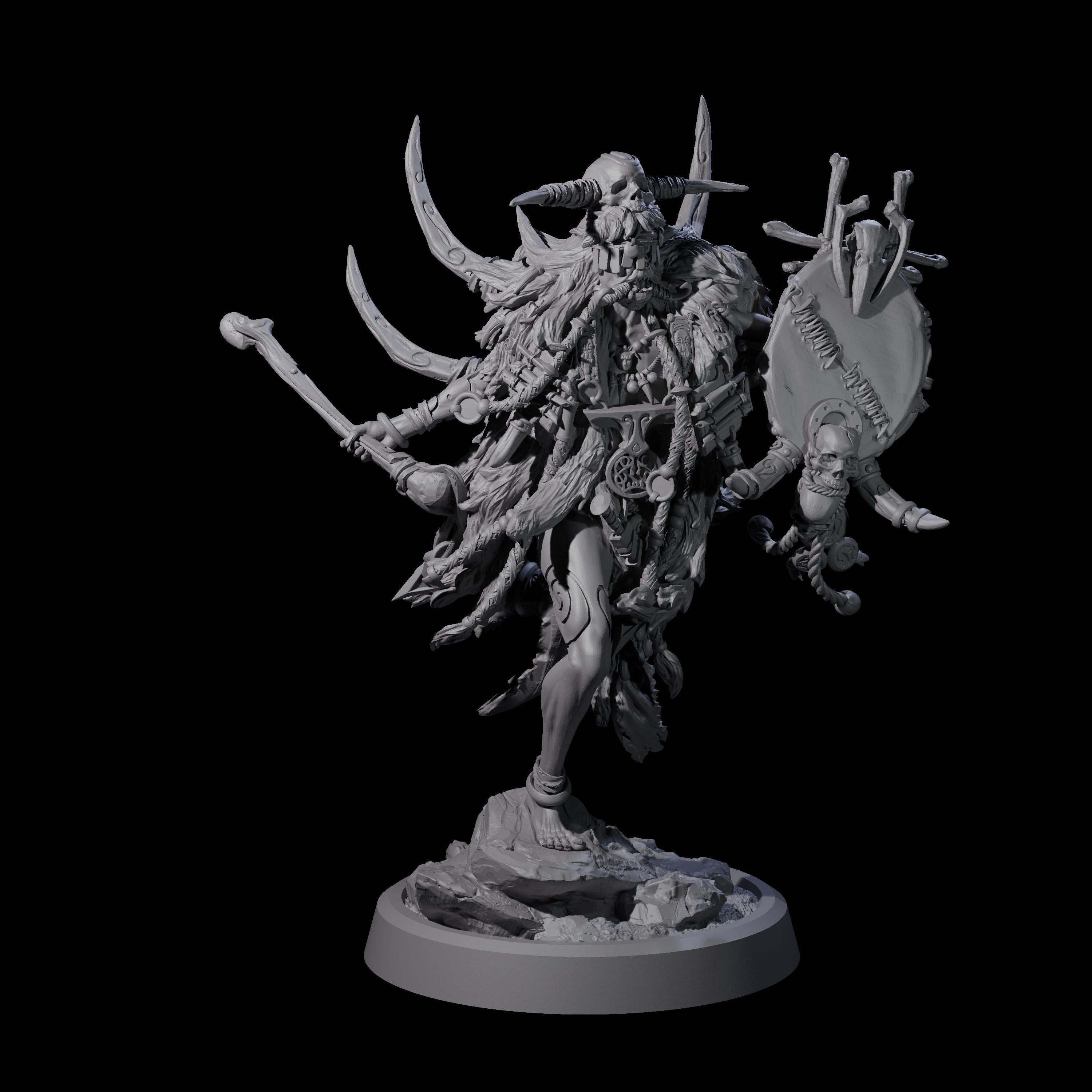 Four Tusked Goblin Shamans Miniature for Dungeons and Dragons, Pathfinder or other TTRPGs