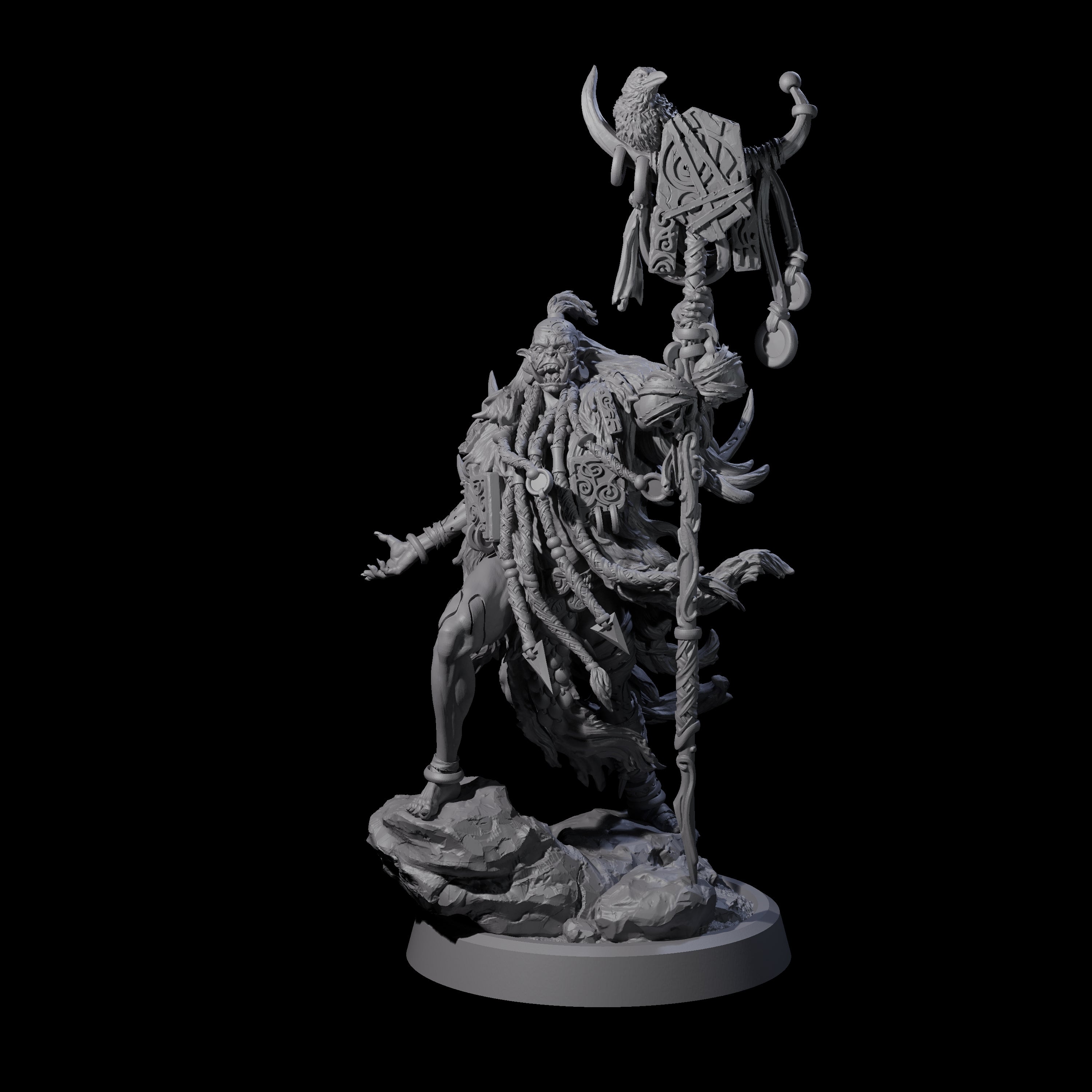 Four Tusked Goblin Shamans Miniature for Dungeons and Dragons, Pathfinder or other TTRPGs